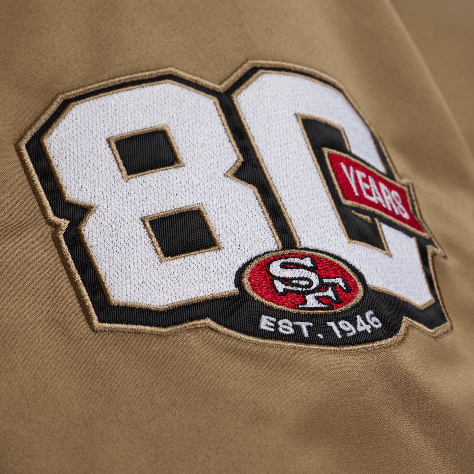 Women's Mitchell & Ness Scarlet San Francisco 49ers 80th Anniversary Satin Full-Snap Jacket