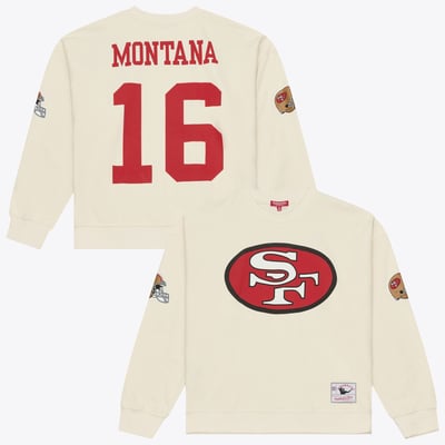 Joe Montana San Francisco 49ers Mitchell & Ness Women's Name & Number Sweatshirt - Cream
