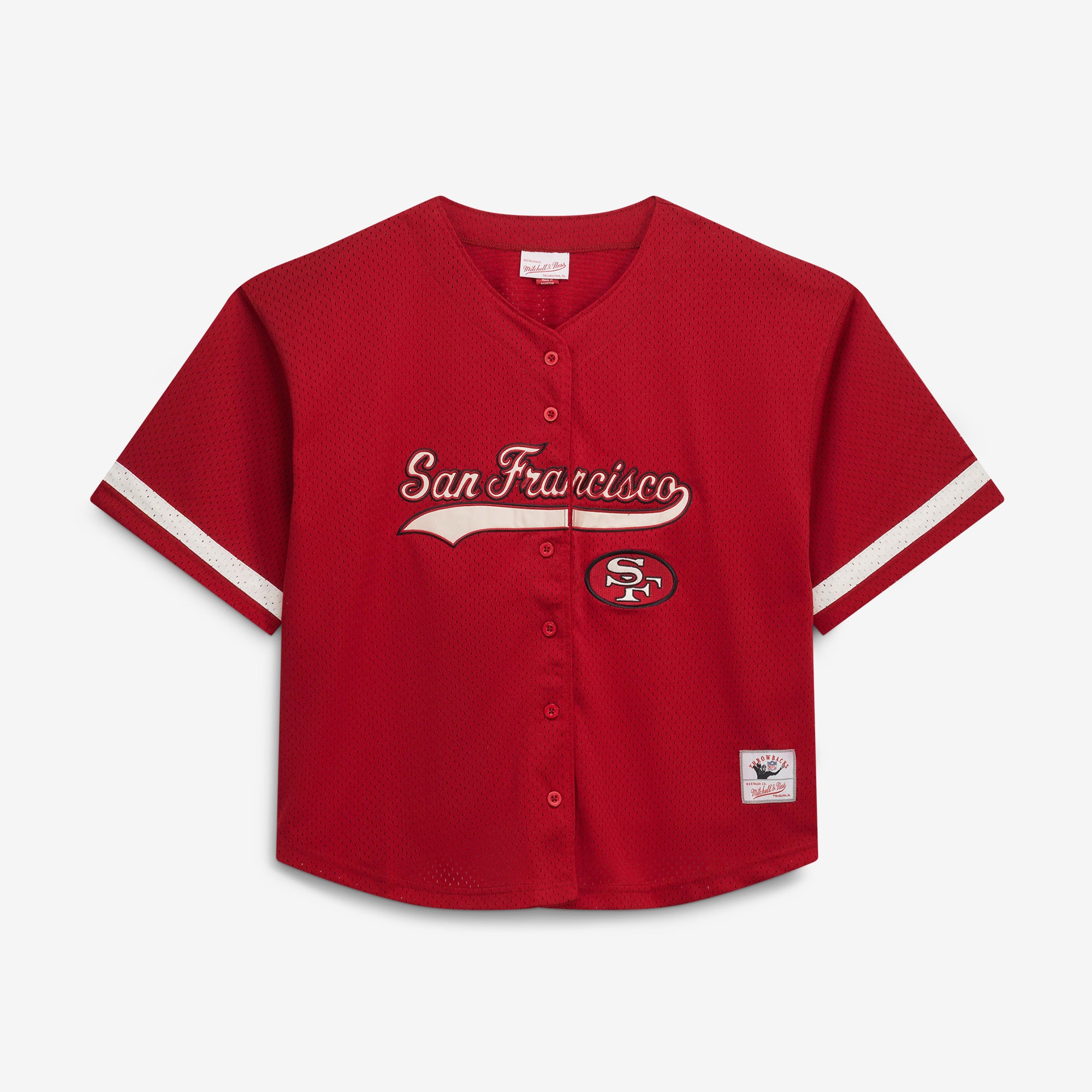 Maillot de baseball rétro Roots grande taille Mitchell & Ness Scarlet San Francisco 49ers pour femmes