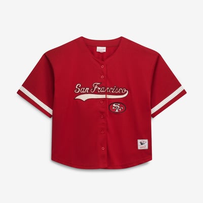 San Francisco 49ers Mitchell & Ness Women's Plus Size Retro Roots Baseball Jersey - Scarlet