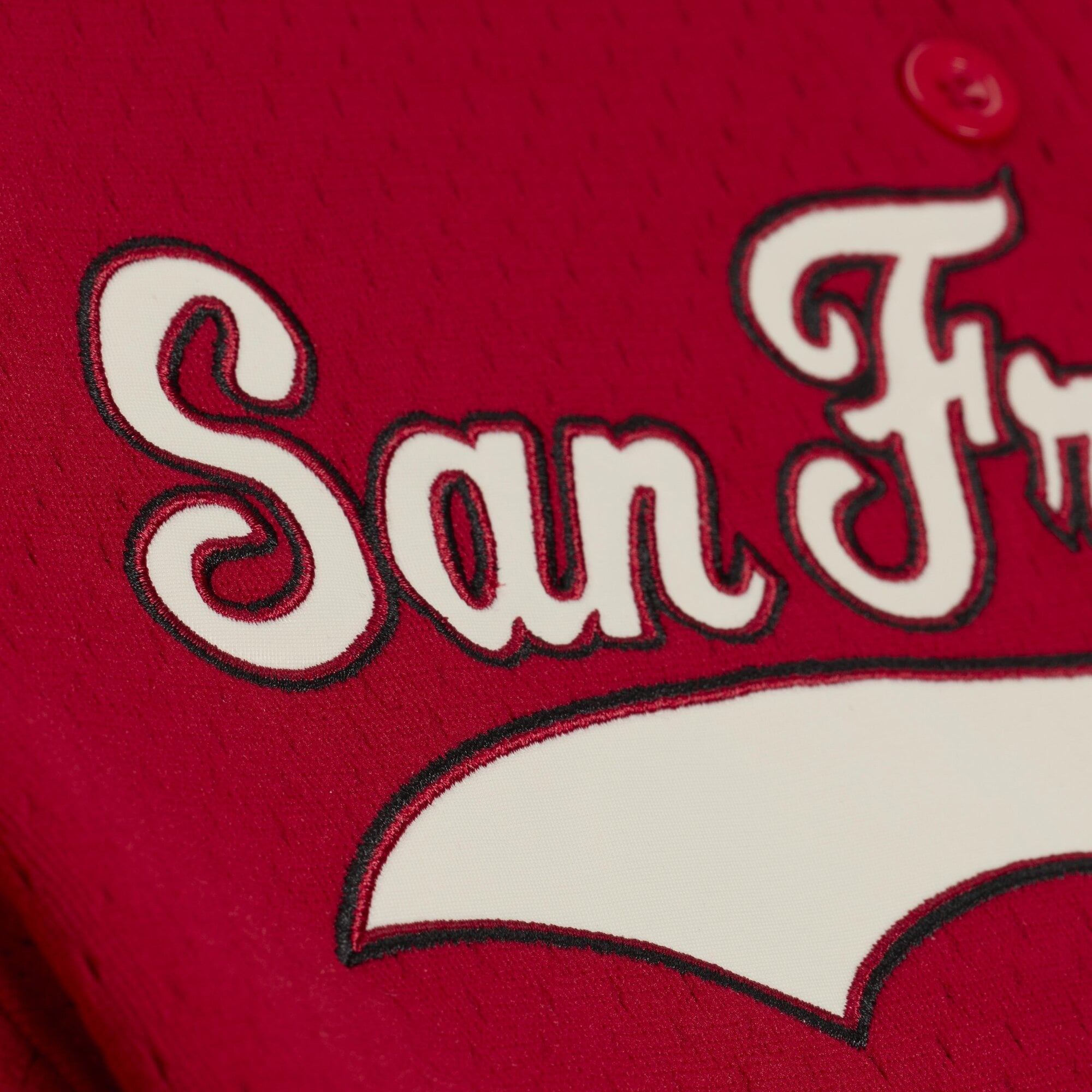 Maillot de baseball rétro Roots écarlate Mitchell & Ness pour femmes des 49ers San Francisco
