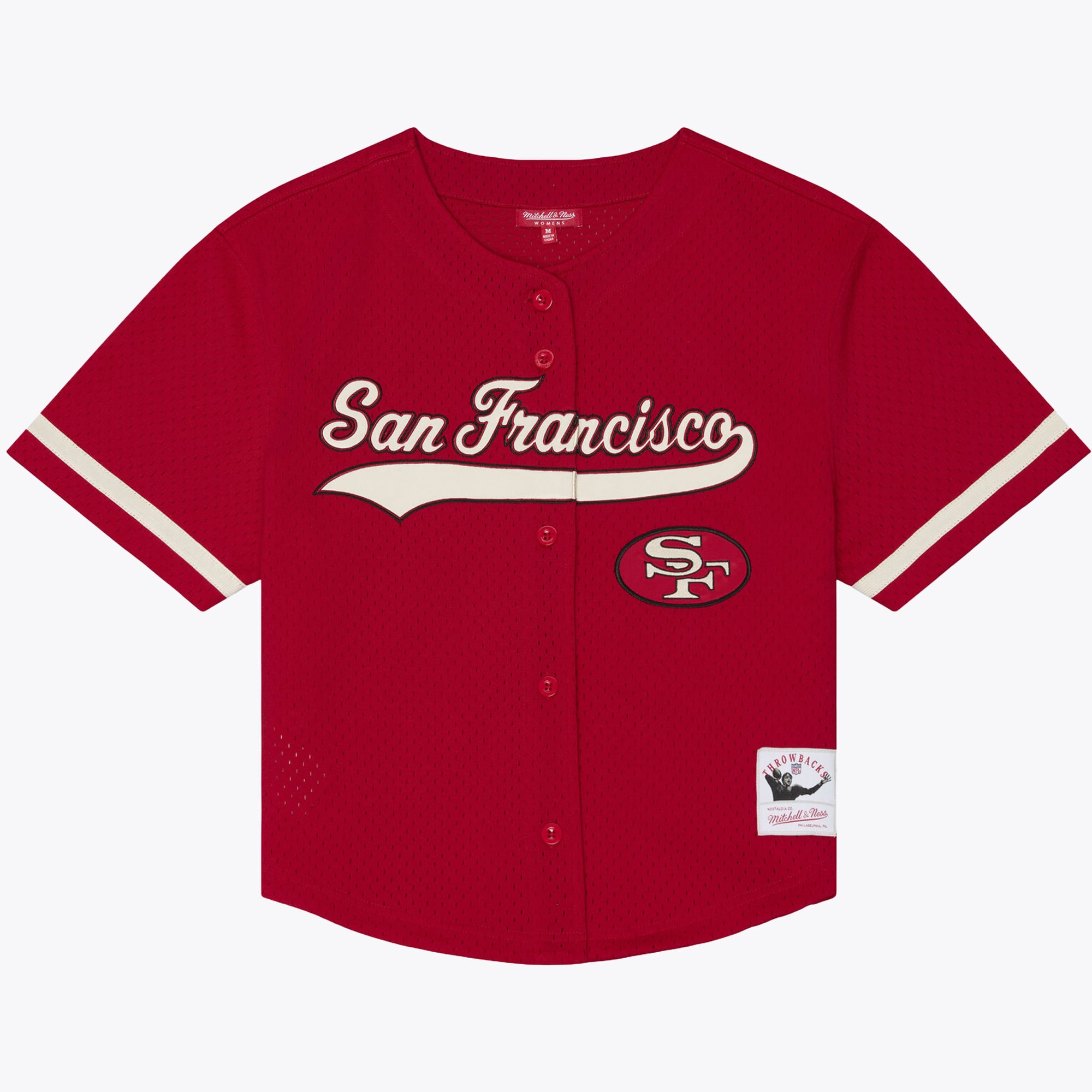 Maillot de baseball rétro Roots écarlate Mitchell & Ness pour femmes des 49ers San Francisco