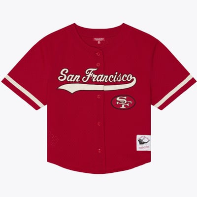 San Francisco 49ers Mitchell & Ness Women's Retro Roots Baseball Jersey - Scarlet