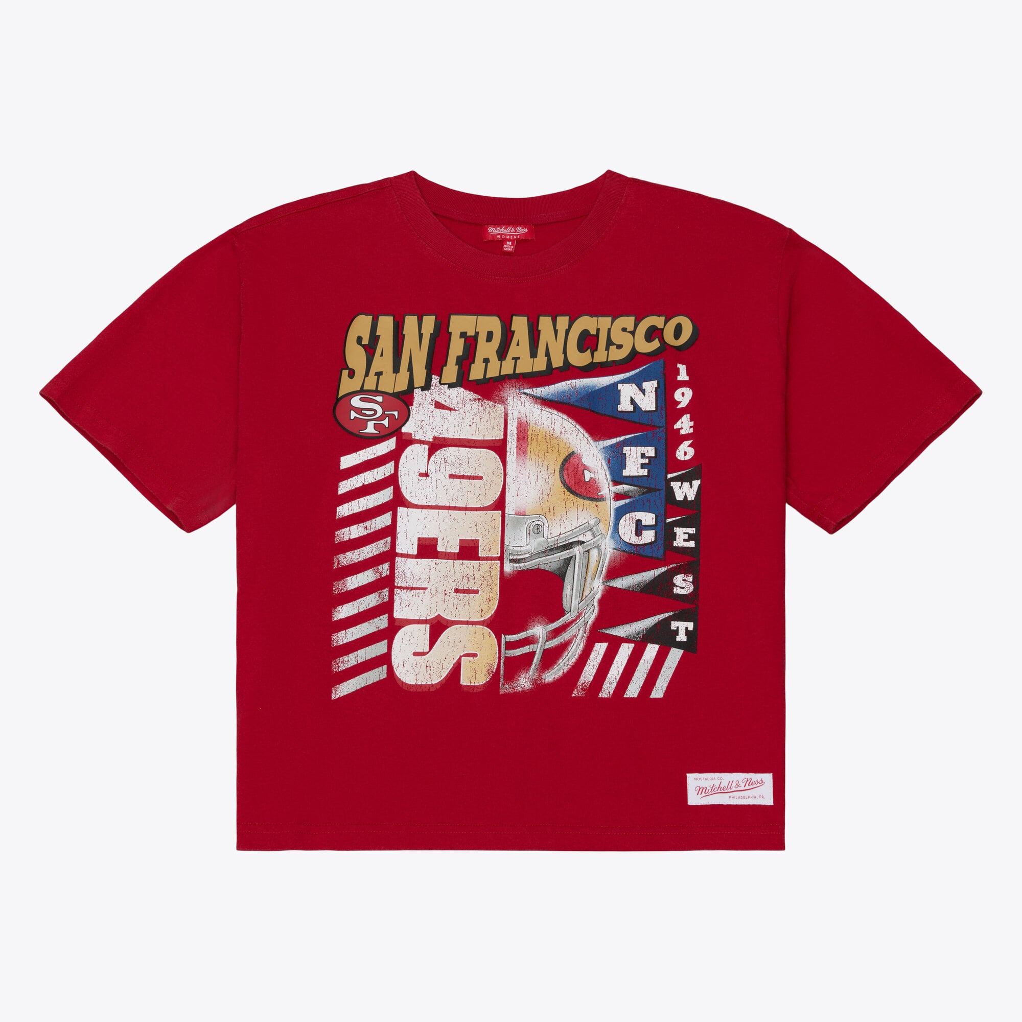 T-shirt court à imprimé graphique urbain Mitchell & Ness Scarlet San Francisco 49ers pour femme