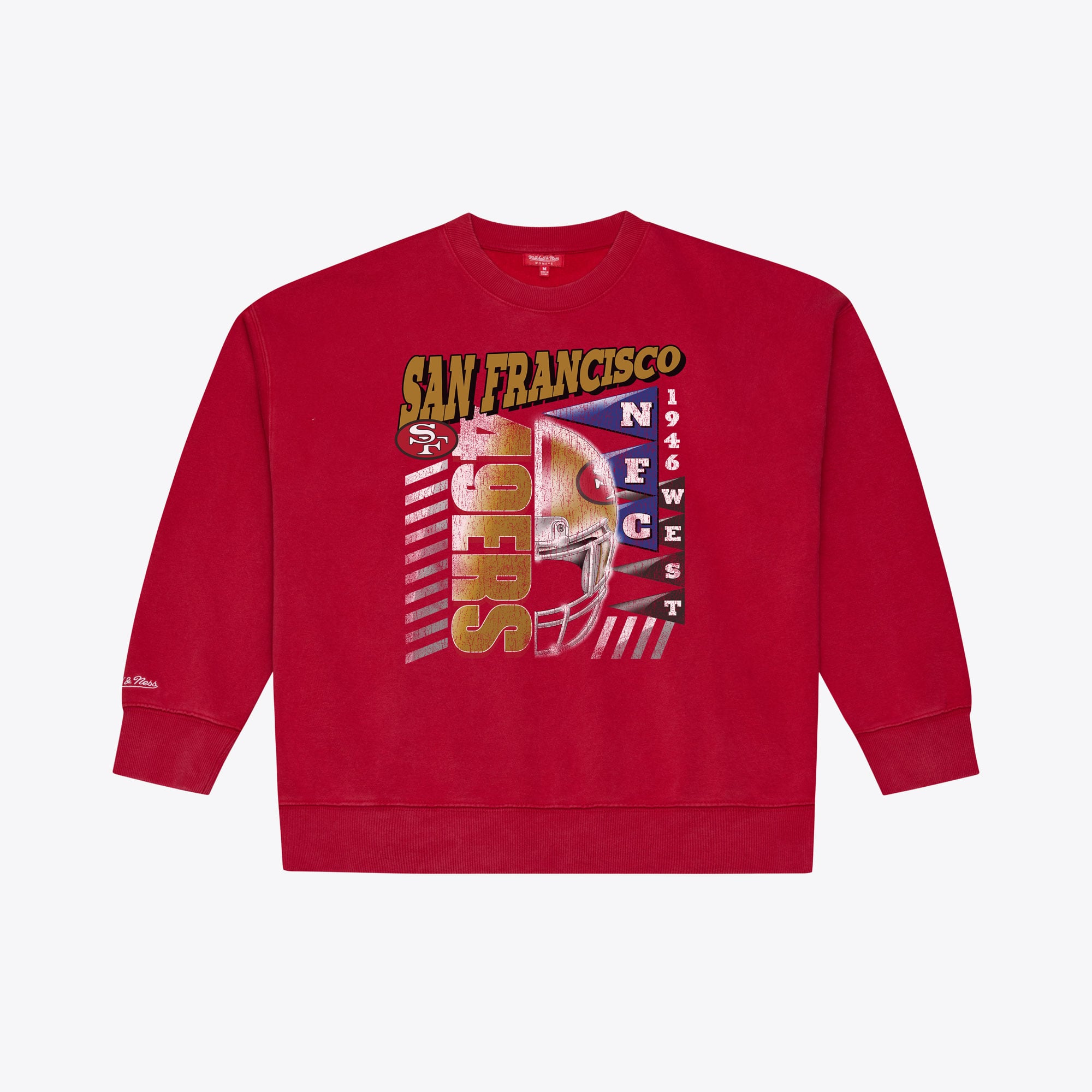 Sweat-shirt à col rond Mitchell & Ness Scarlet San Francisco 49ers pour femme