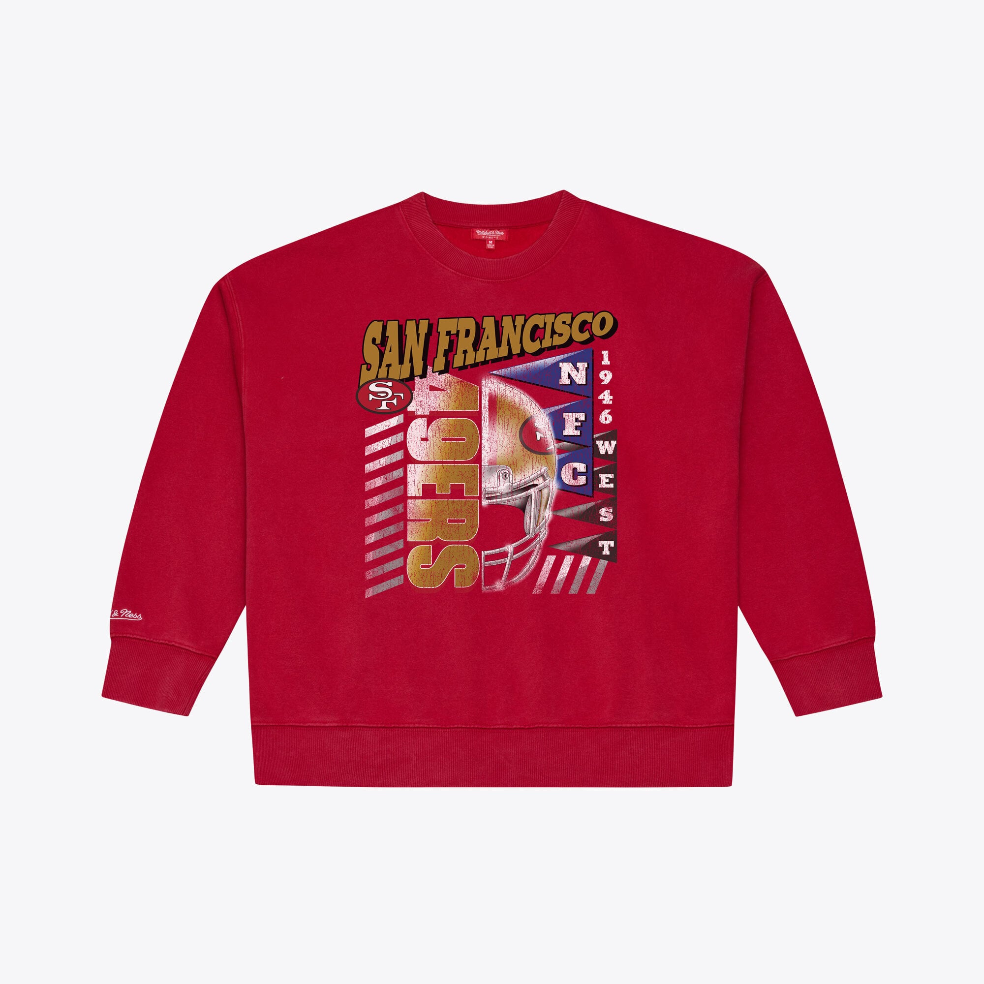 Sweat-shirt à col rond Mitchell & Ness Scarlet San Francisco 49ers pour femme