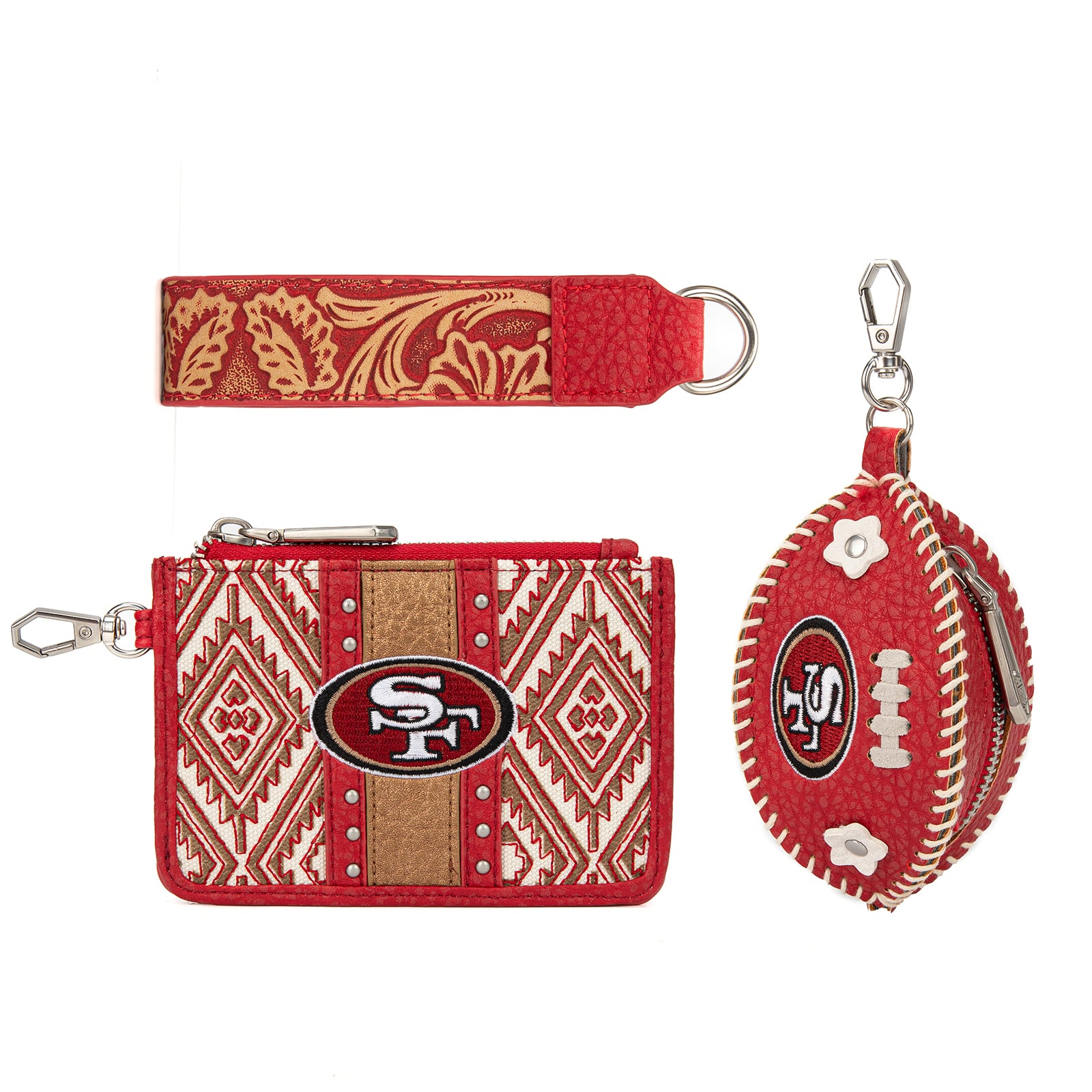 Portefeuille et bracelet porte-clés football Montana West San Francisco 49ers pour femme