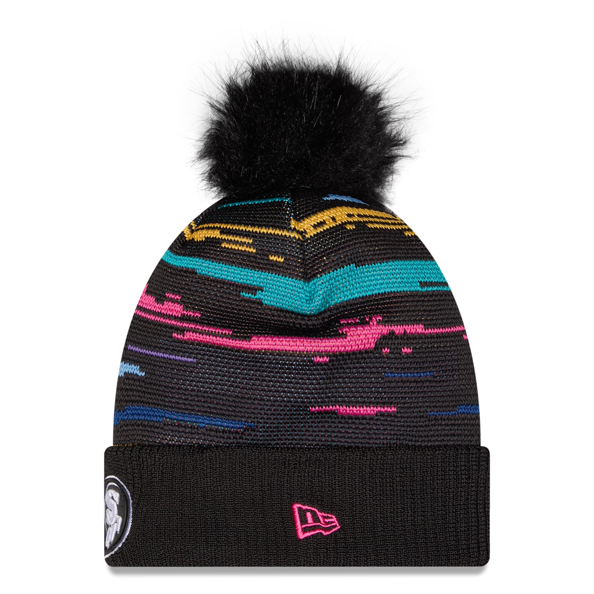 Women's New Era Black San Francisco 49ers 2026 NFL Crucial Catch Cuffed Knit Hat with Pom