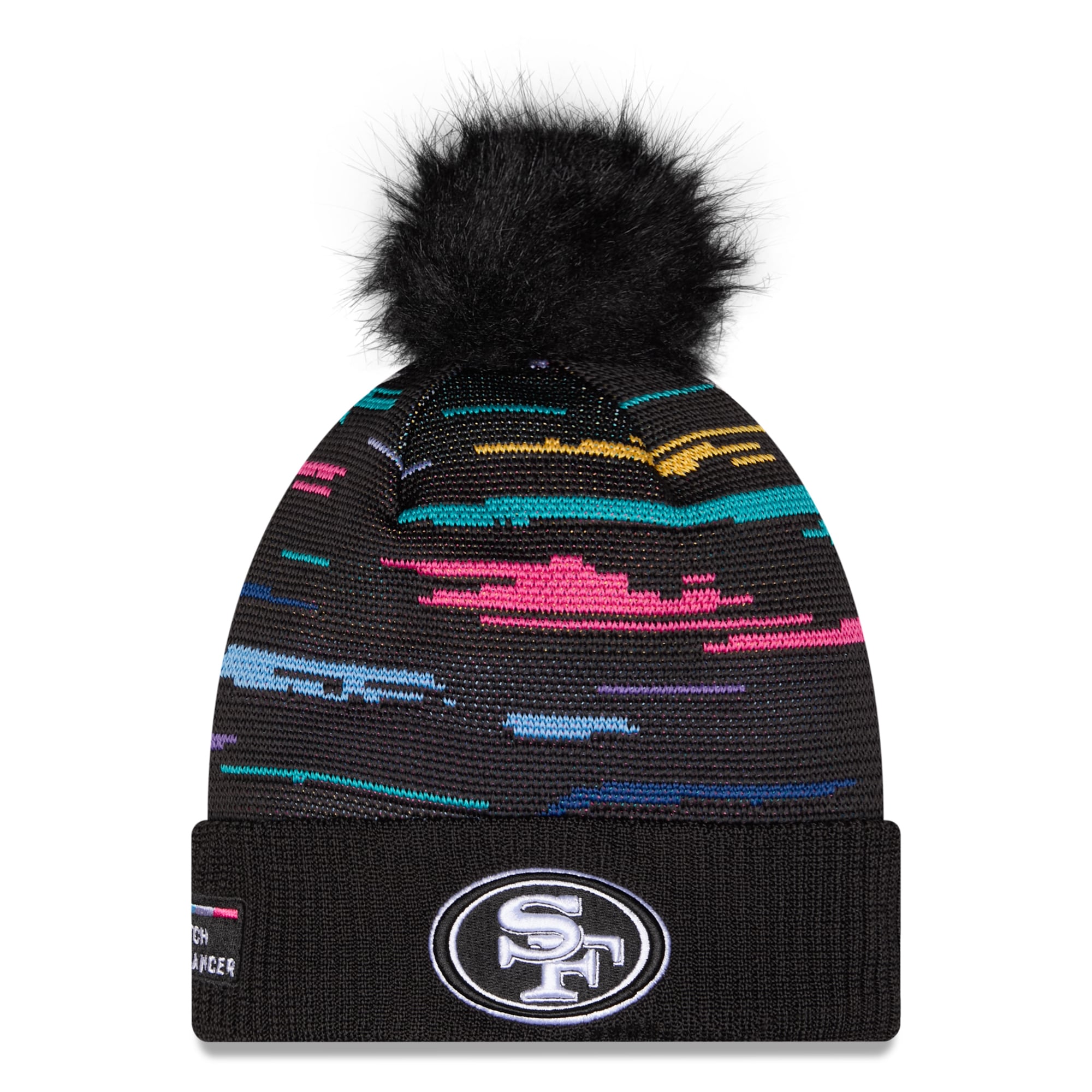 Women's New Era Black San Francisco 49ers 2026 NFL Crucial Catch Cuffed Knit Hat with Pom