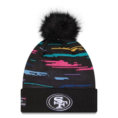 San Francisco 49ers New Era Women's 2026 NFL Crucial Catch Cuffed Knit Hat with Pom - Black
