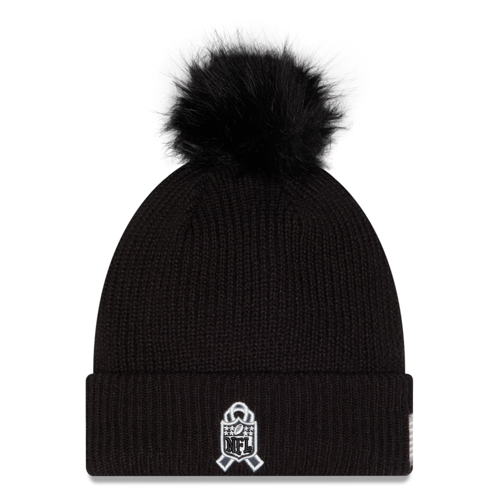 Bonnet à revers New Era noir pour femme, San Francisco 49ers 2026 Salute To Service, avec pompon