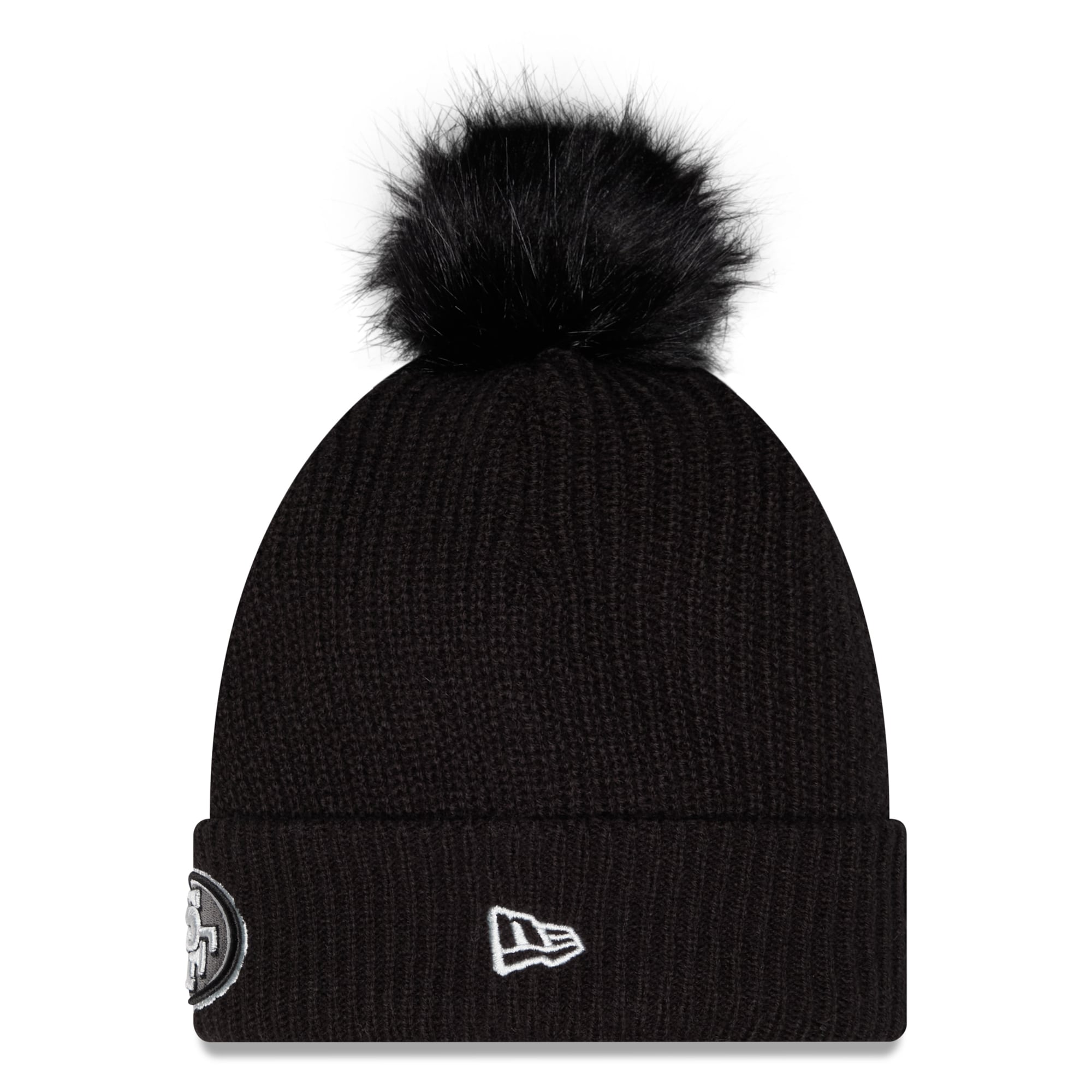Bonnet à revers New Era noir pour femme, San Francisco 49ers 2026 Salute To Service, avec pompon