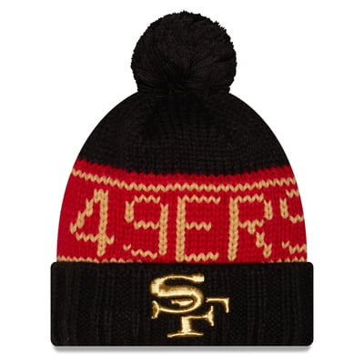 San Francisco 49ers New Era Women's Rivalries Collection Cuffed Knit Hat with Pom - Black