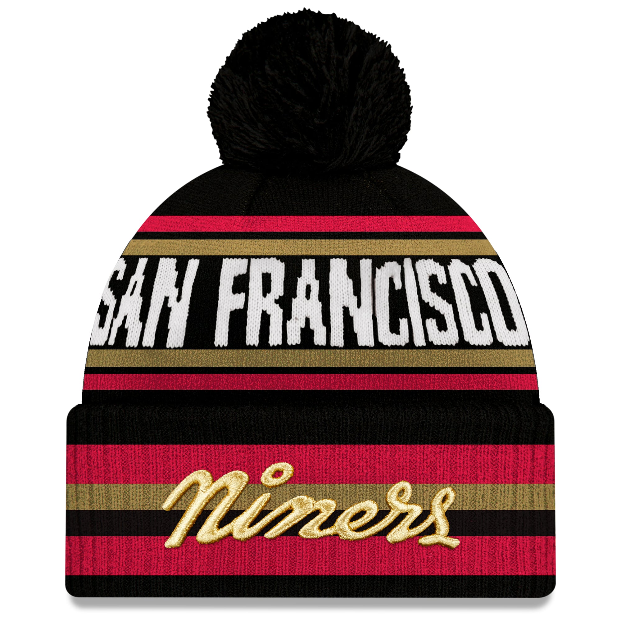 Women's New Era Black San Francisco 49ers Rivalries Collection Fan Pack Classic Cuffed Knit Hat with Pom