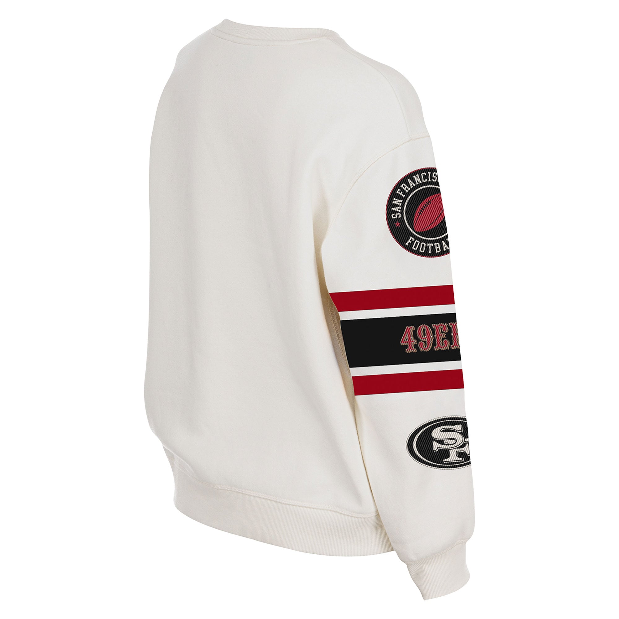 Sweat-shirt à col rond New Era crème pour femme, modèle académique des 49ers de San Francisco