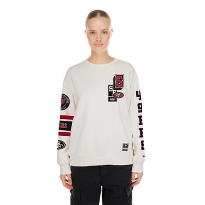  San Francisco 49ers New Era Women's Academic Crewneck Sweatshirt - Cream