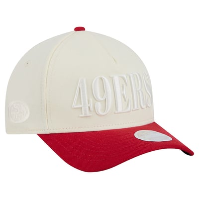 San Francisco 49ers New Era Women's Tonal A-Frame 9FORTY Adjustable Hat - Cream/Scarlet