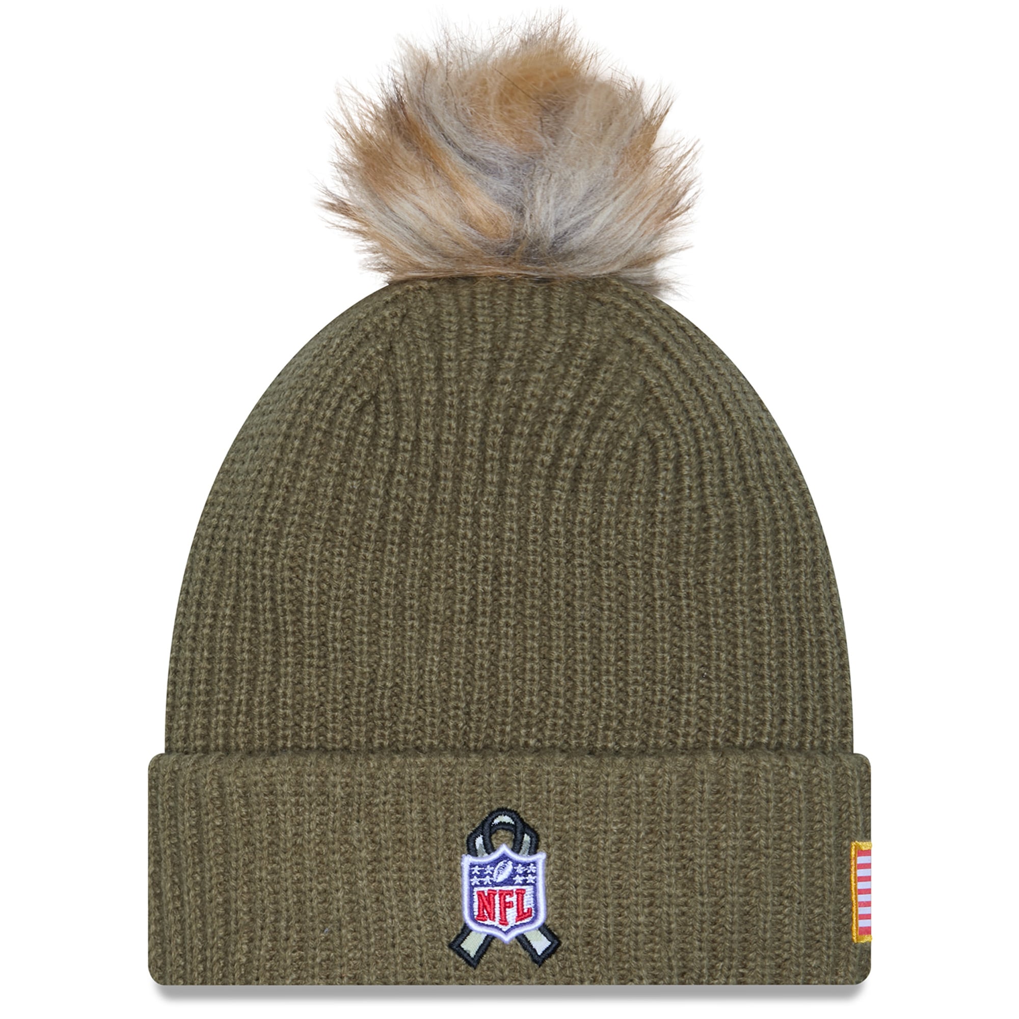 Women's New Era  Dark Green San Francisco 49ers 2025 Salute to Service Cuffed Knit Hat with Pom