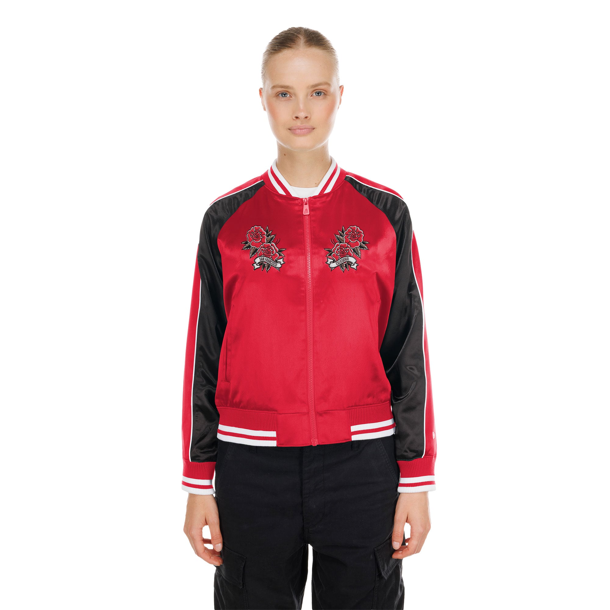 Veste en satin New Era Scarlet San Francisco 49ers Lifestyle pour femme