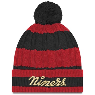  San Francisco 49ers New Era Women's Rivalries Collection Braided Cuffed Knit Hat with Pom - Scarlet
