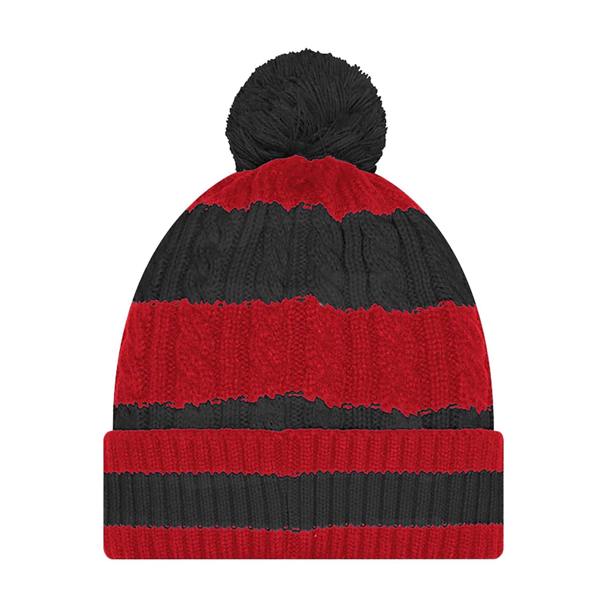 Women's New Era Scarlet San Francisco 49ers Rivalries Collection Fan Pack Braided Cuffed Knit Hat with Pom