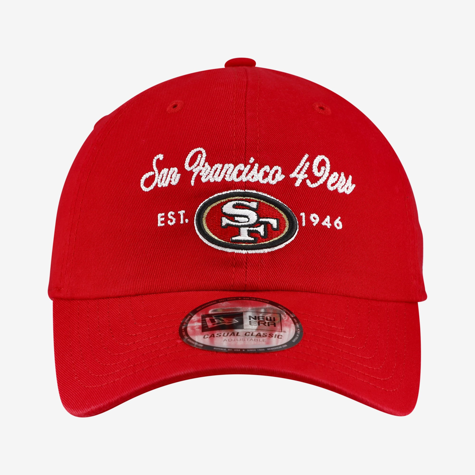 Women's New Era Scarlet San Francisco 49ers Script Casual Classic Adjustable Hat