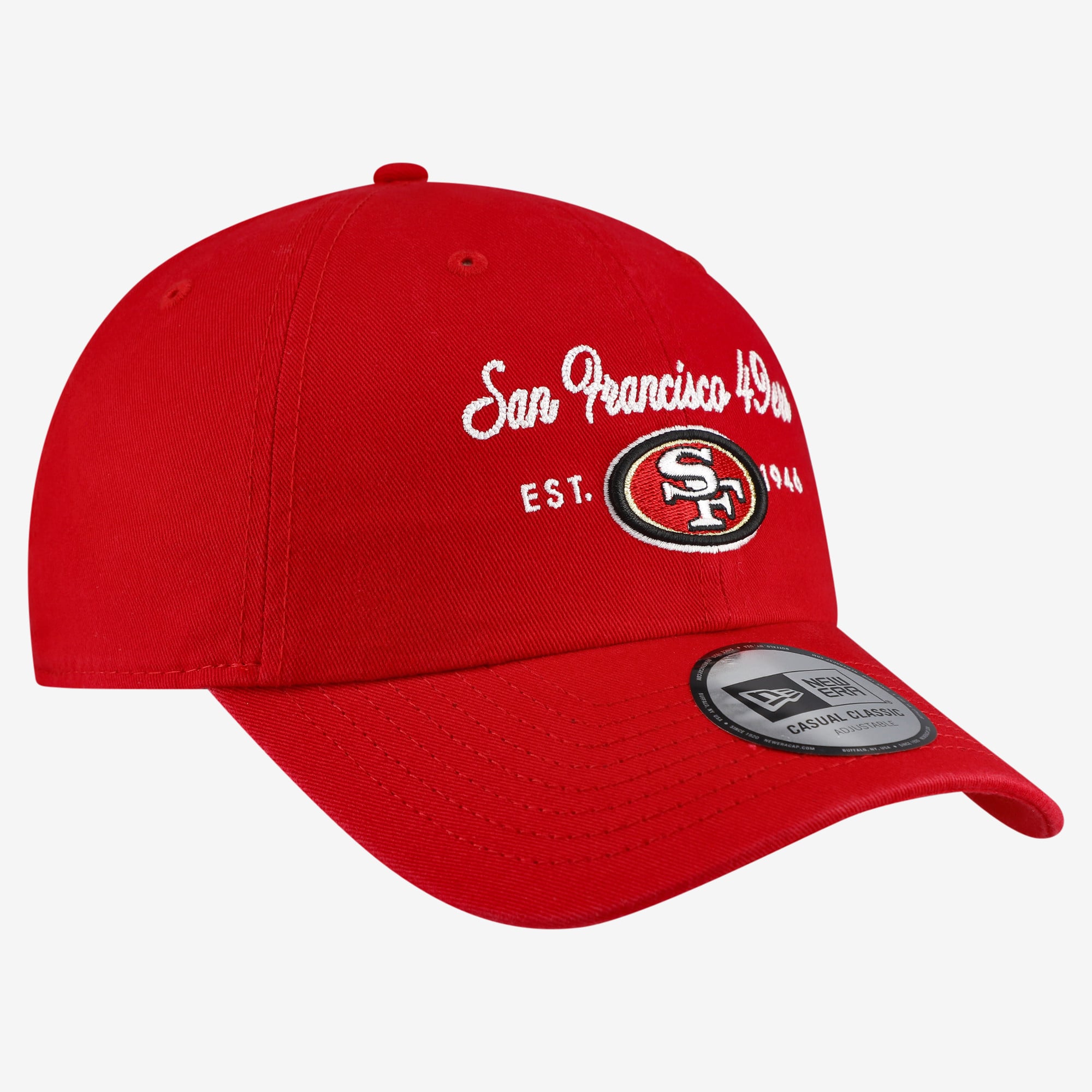 Women's New Era Scarlet San Francisco 49ers Script Casual Classic Adjustable Hat
