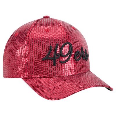 San Francisco 49ers New Era Women's Sequin Script 9FORTY Adjustable Hat - Scarlet