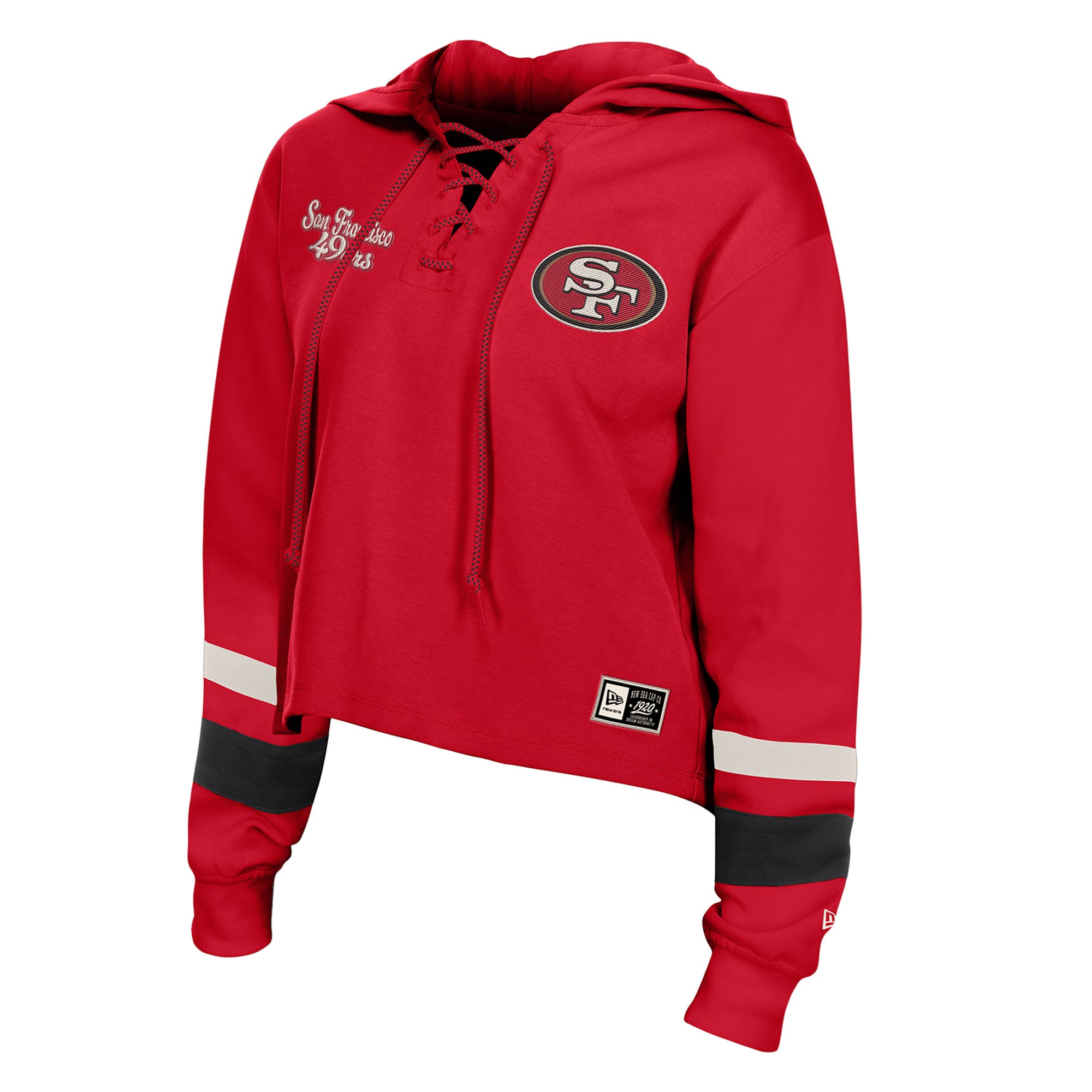 Sweat à capuche rétro lacets New Era Scarlet San Francisco 49ers pour femme