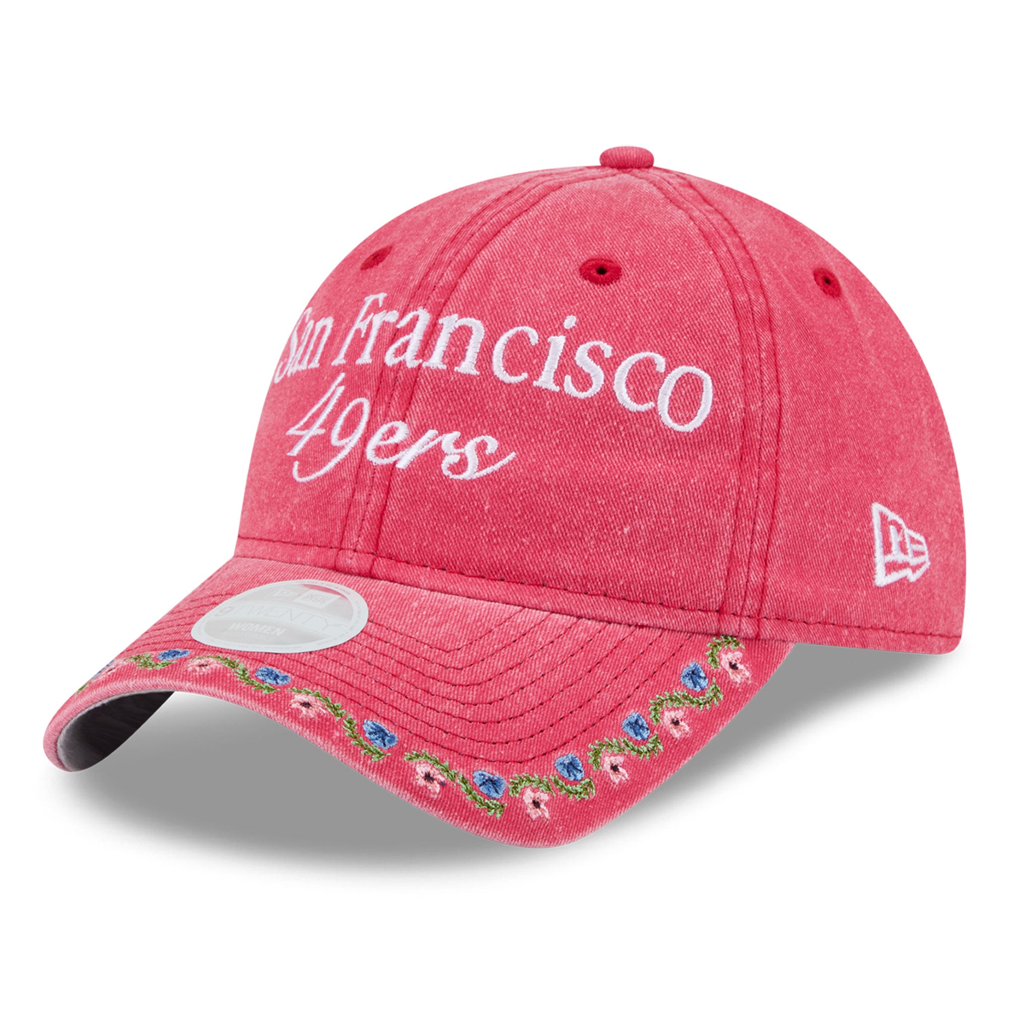 Women's New Era Scarlet San Francisco 49ers Washed Floral 9TWENTY Adjustable Hat