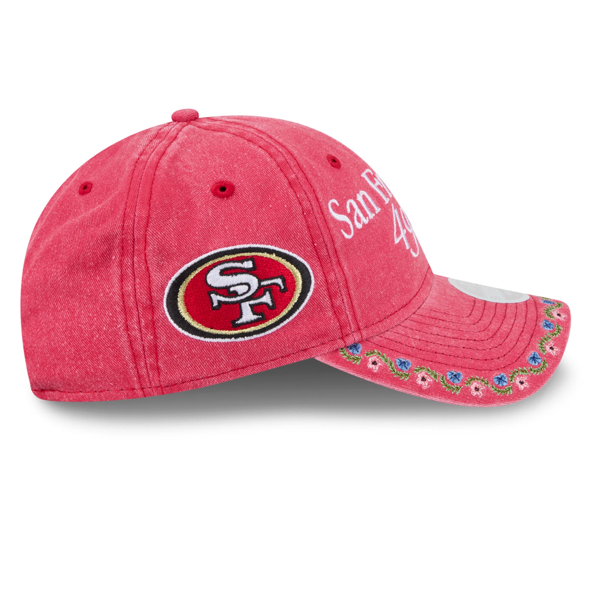 Women's New Era Scarlet San Francisco 49ers Washed Floral 9TWENTY Adjustable Hat