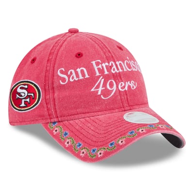 San Francisco 49ers New Era Women's Washed Floral 9TWENTY Adjustable Hat - Scarlet