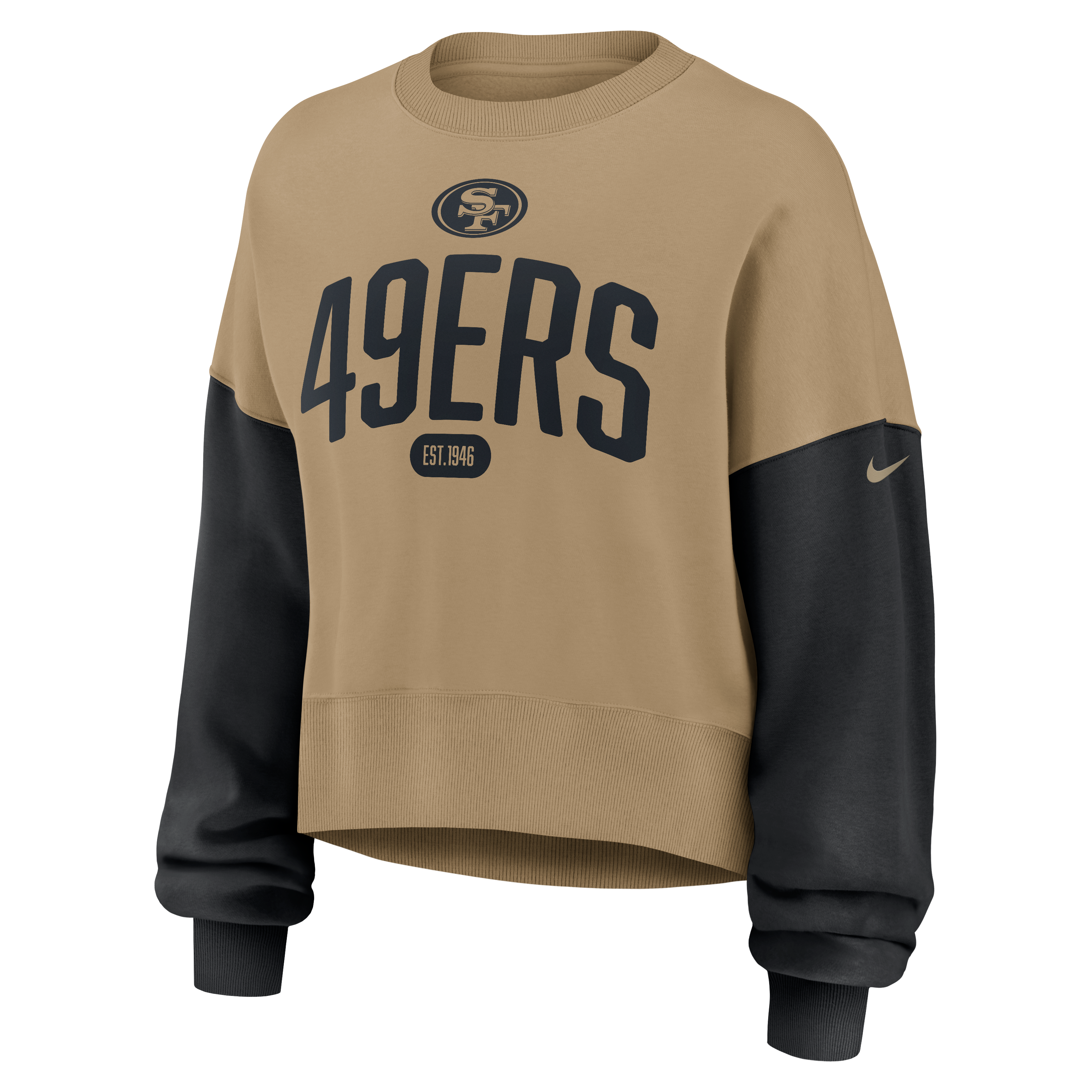 Sweat-shirt polaire Nike Rewind Phoenix surdimensionné beige pour femme, San Francisco 49ers