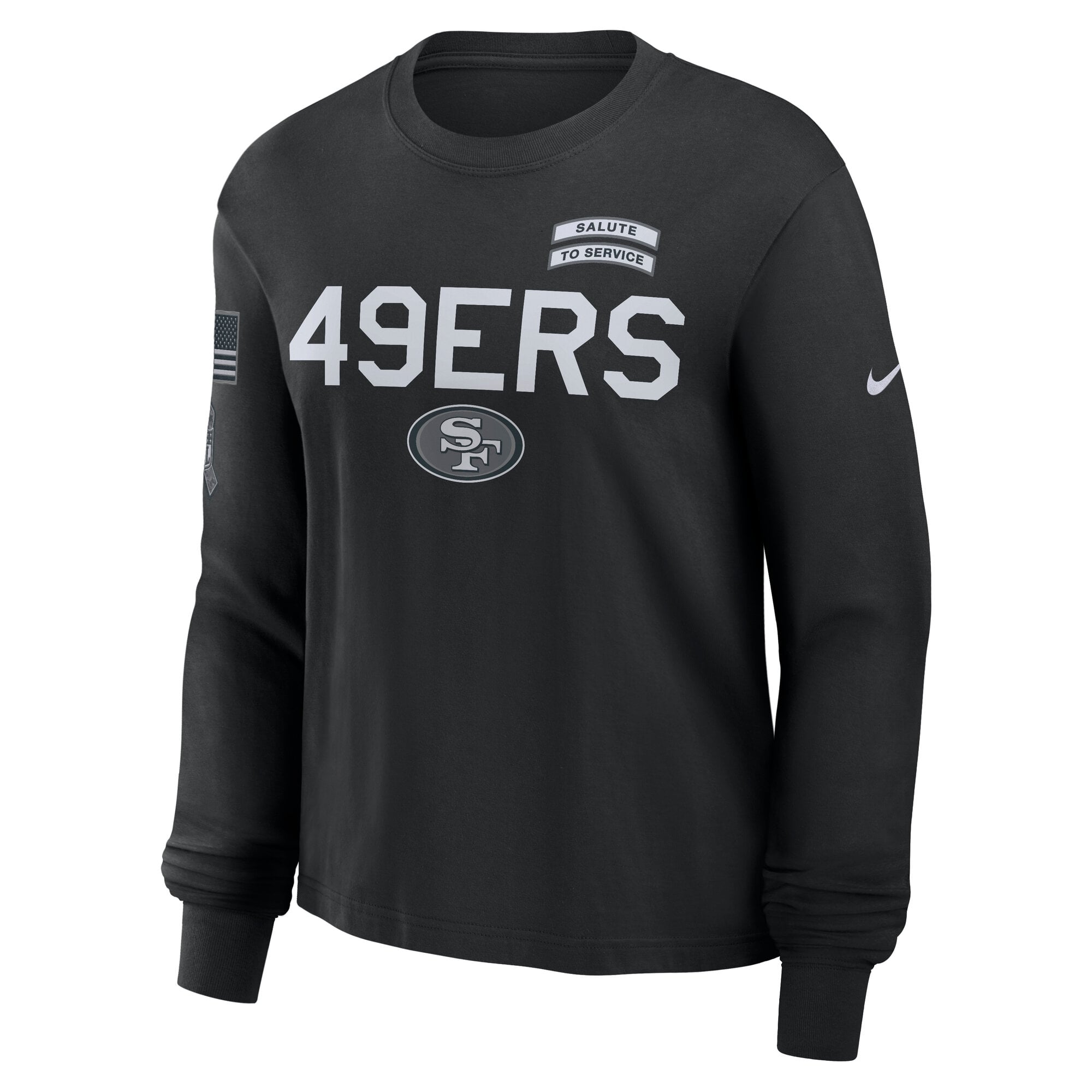 T-shirt à manches longues Nike noir pour femme, San Francisco 49ers 2026 Salute to Service Sideline