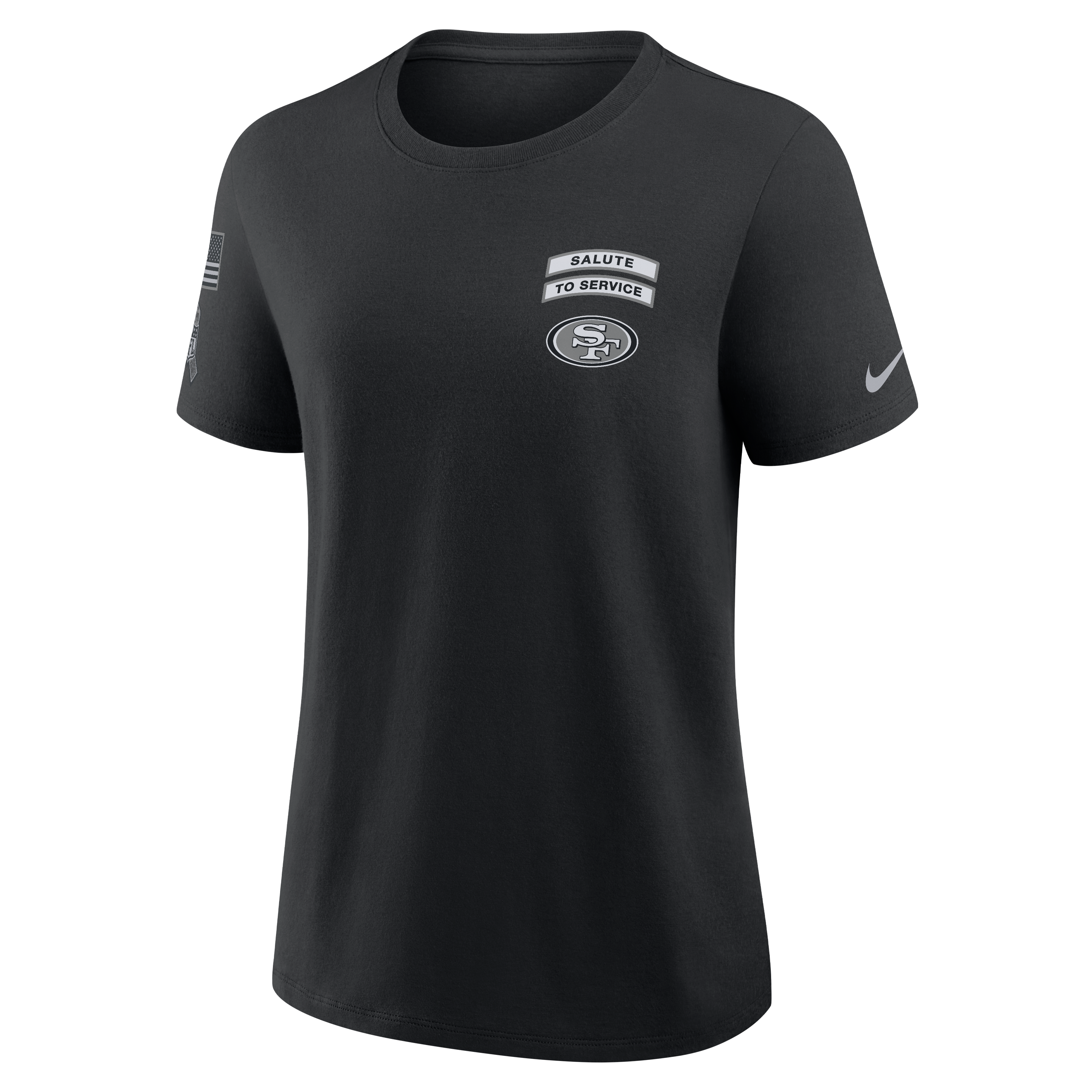 T-shirt Nike noir pour femme San Francisco 49ers 2026 Salute to Service