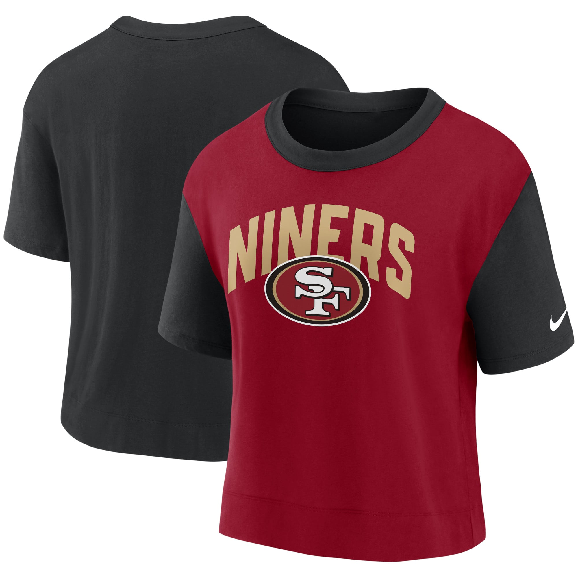 T-shirt Nike San Francisco 49ers High Hip Fashion pour femme, noir/écarlate