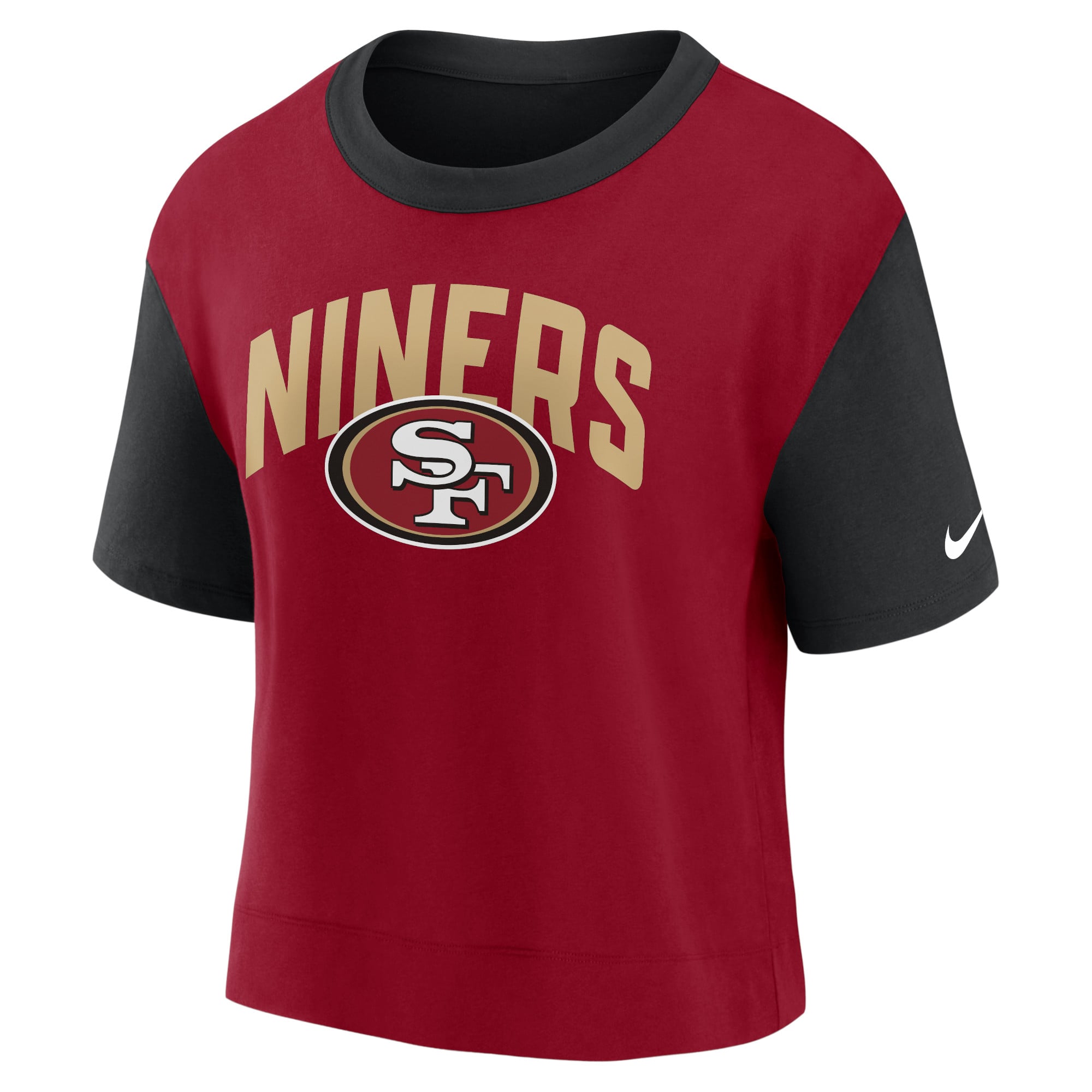 T-shirt Nike San Francisco 49ers High Hip Fashion pour femme, noir/écarlate