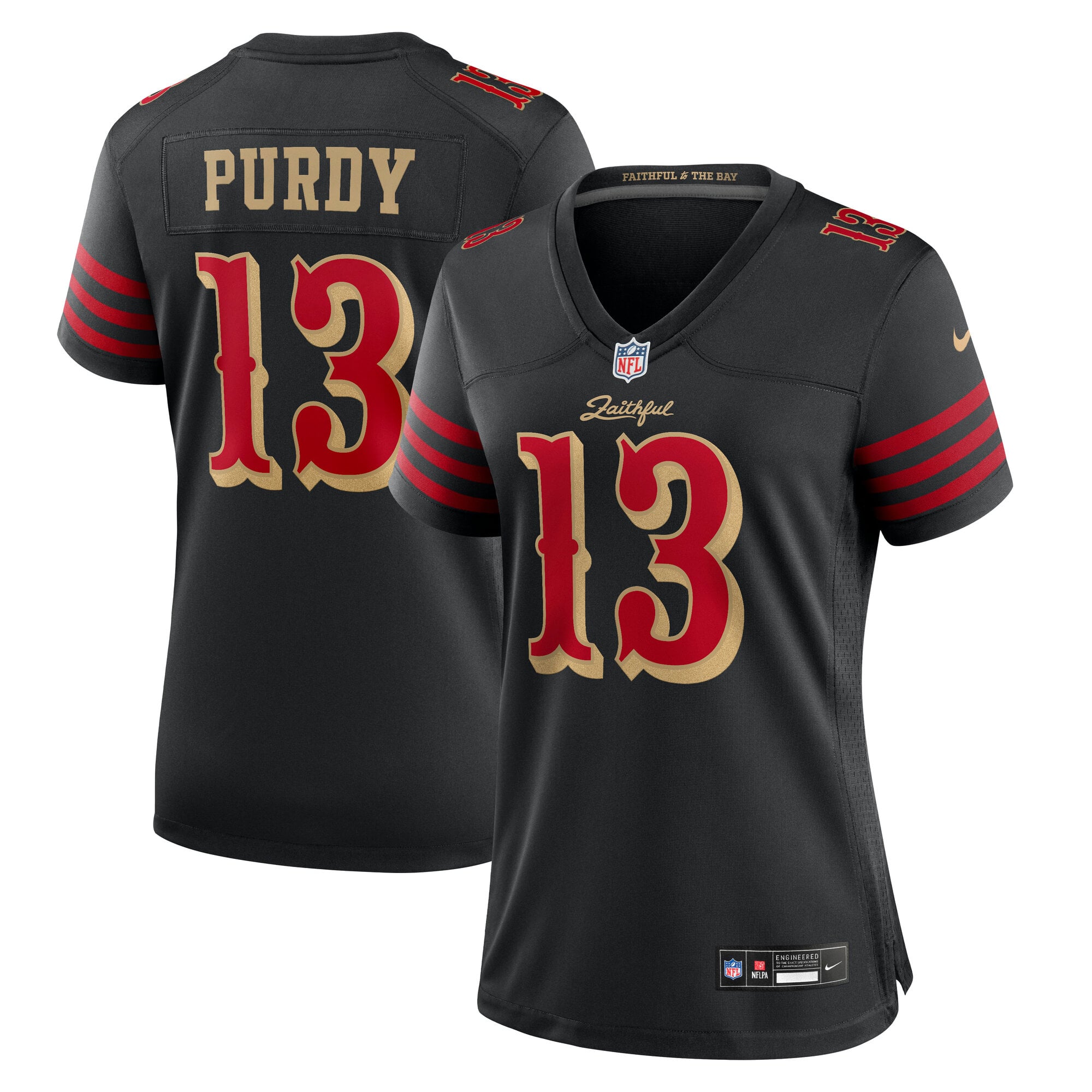 Maillot de match Nike Brock Purdy noir la collection Rivalries des 49ers San Francisco pour femmes