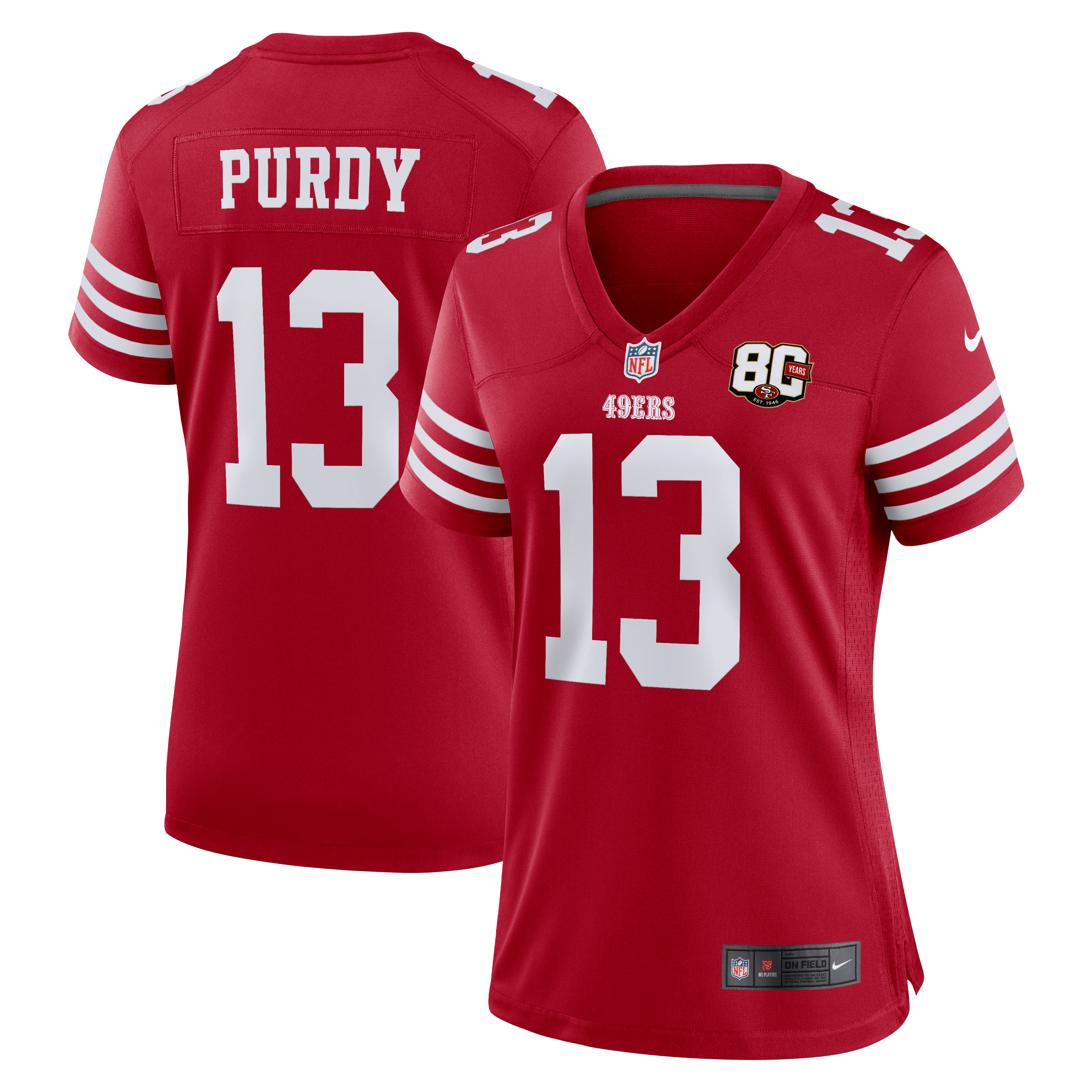 Women's Nike Brock Purdy Scarlet San Francisco 49ers 80th Anniversary Game Jersey