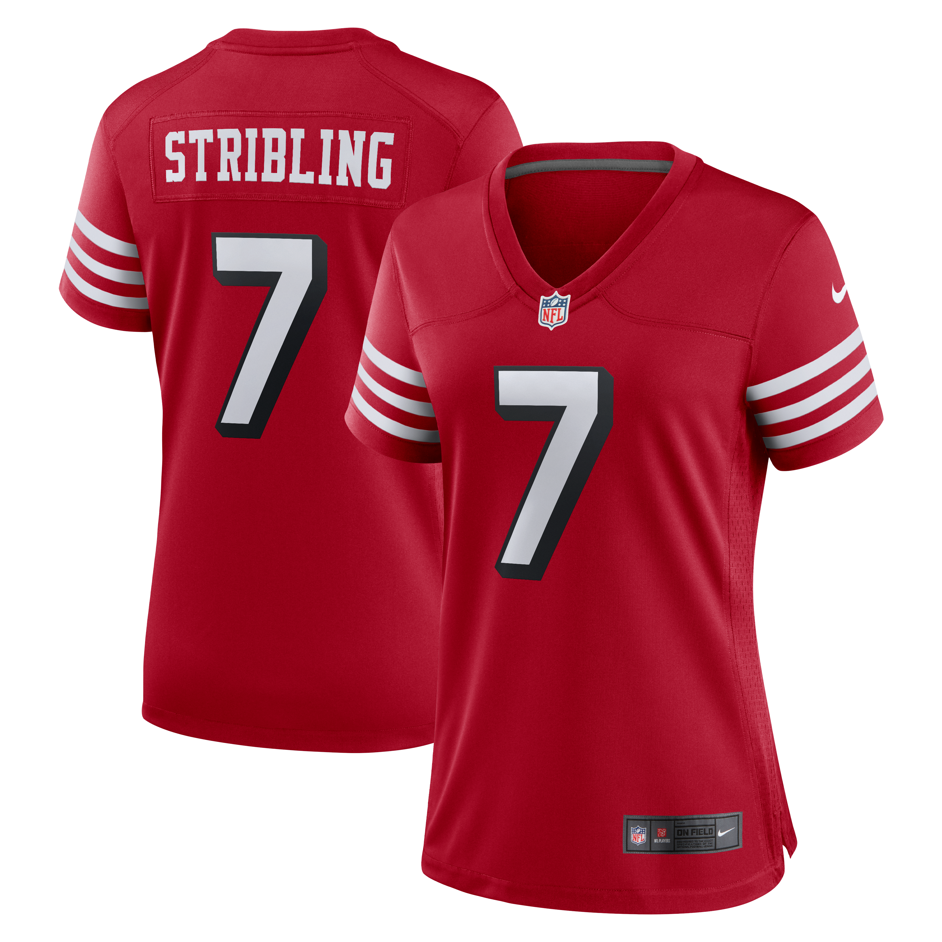Maillot alternatif Nike De'Zhaun Stribling écarlate des 49ers de San Francisco pour femmes