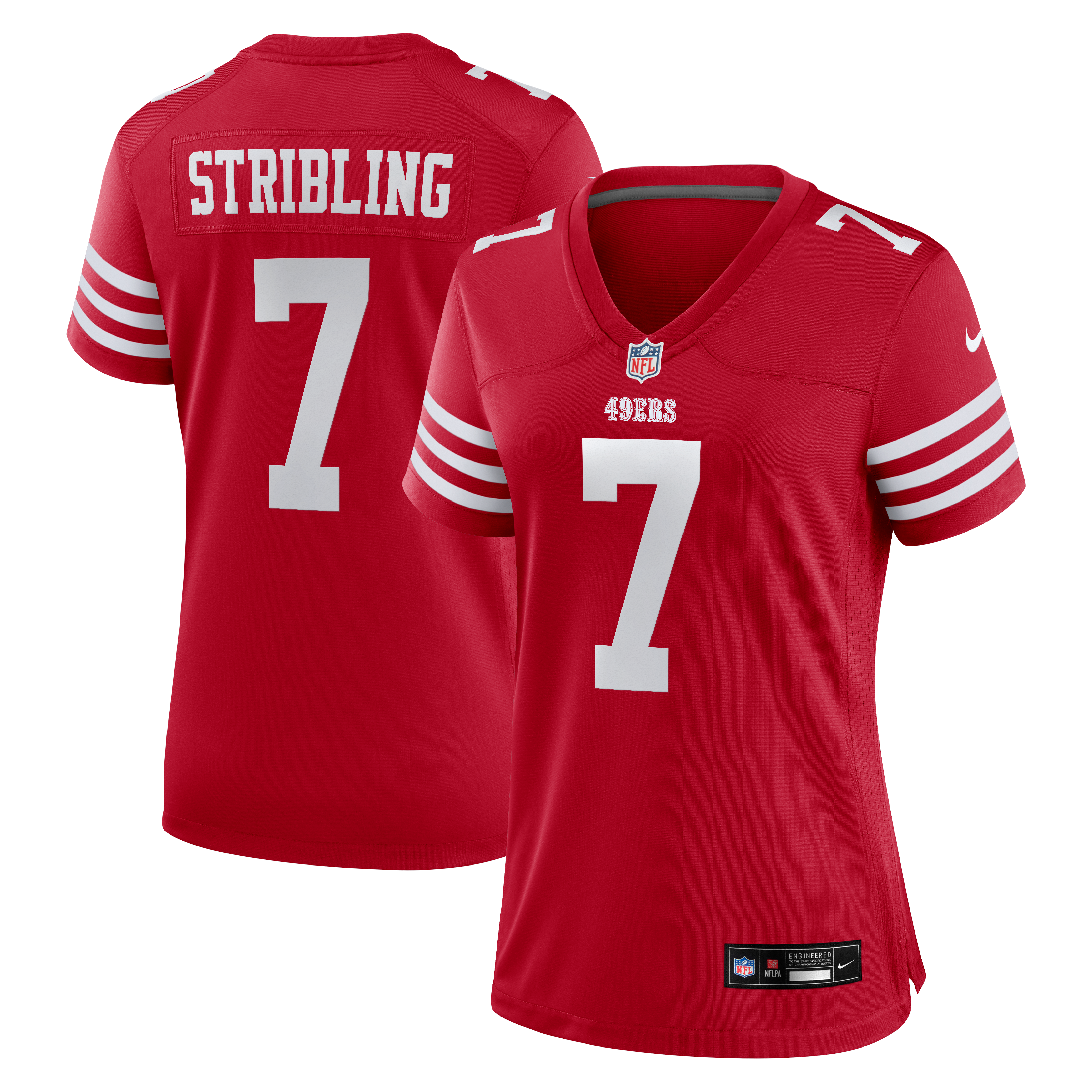 Maillot de match Nike De'Zhaun Stribling Scarlet pour femme, San Francisco 49ers