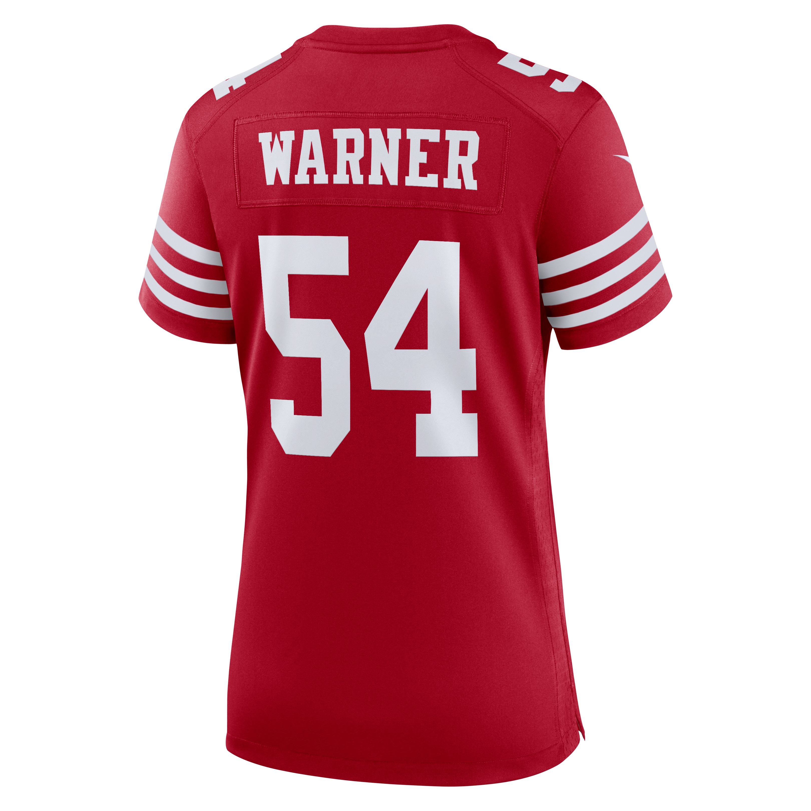 Maillot Nike Fred Warner Scarlet pour femme, édition spéciale 80e anniversaire des 49ers de San Francisco