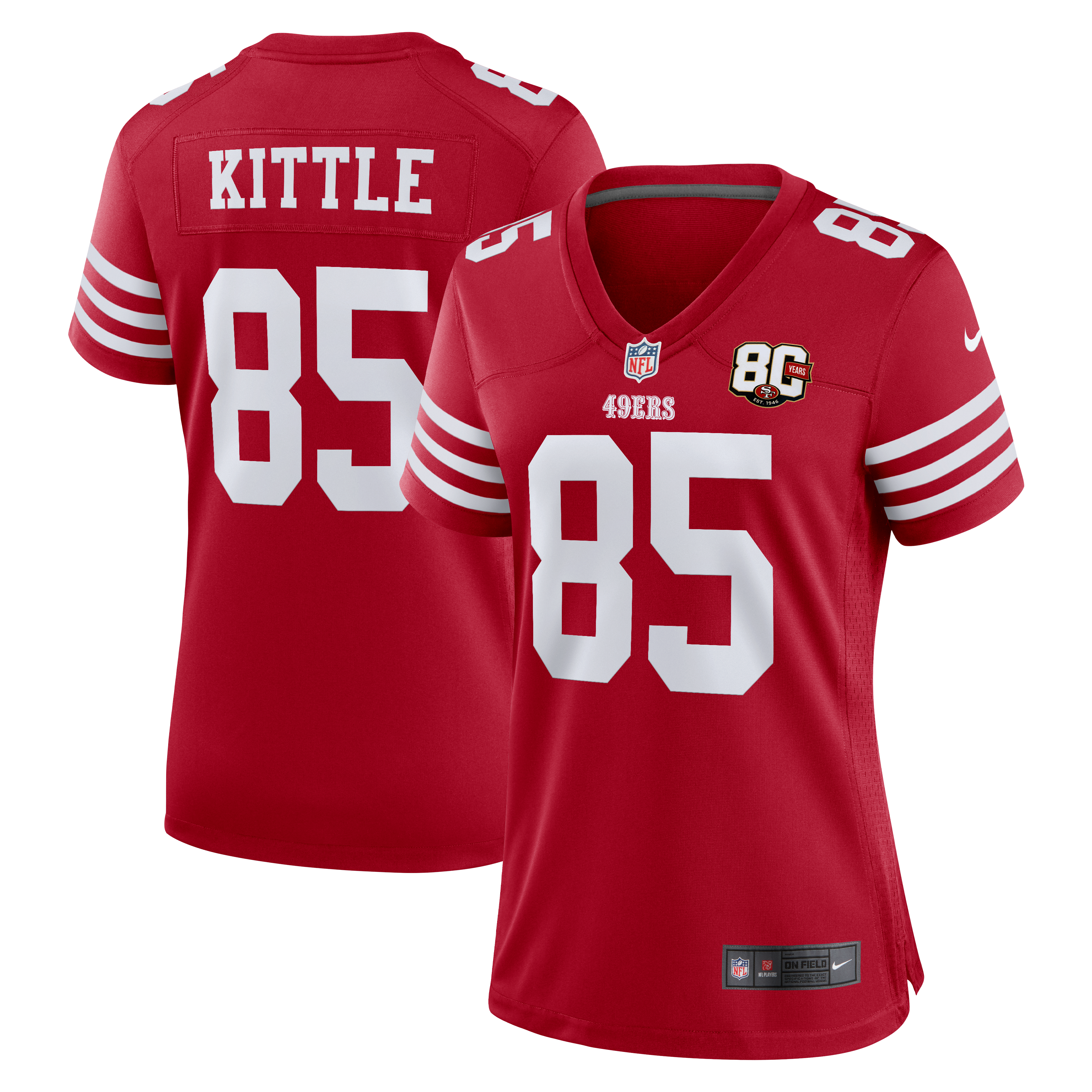 Women's Nike George Kittle Scarlet San Francisco 49ers 80th Anniversary Game Jersey