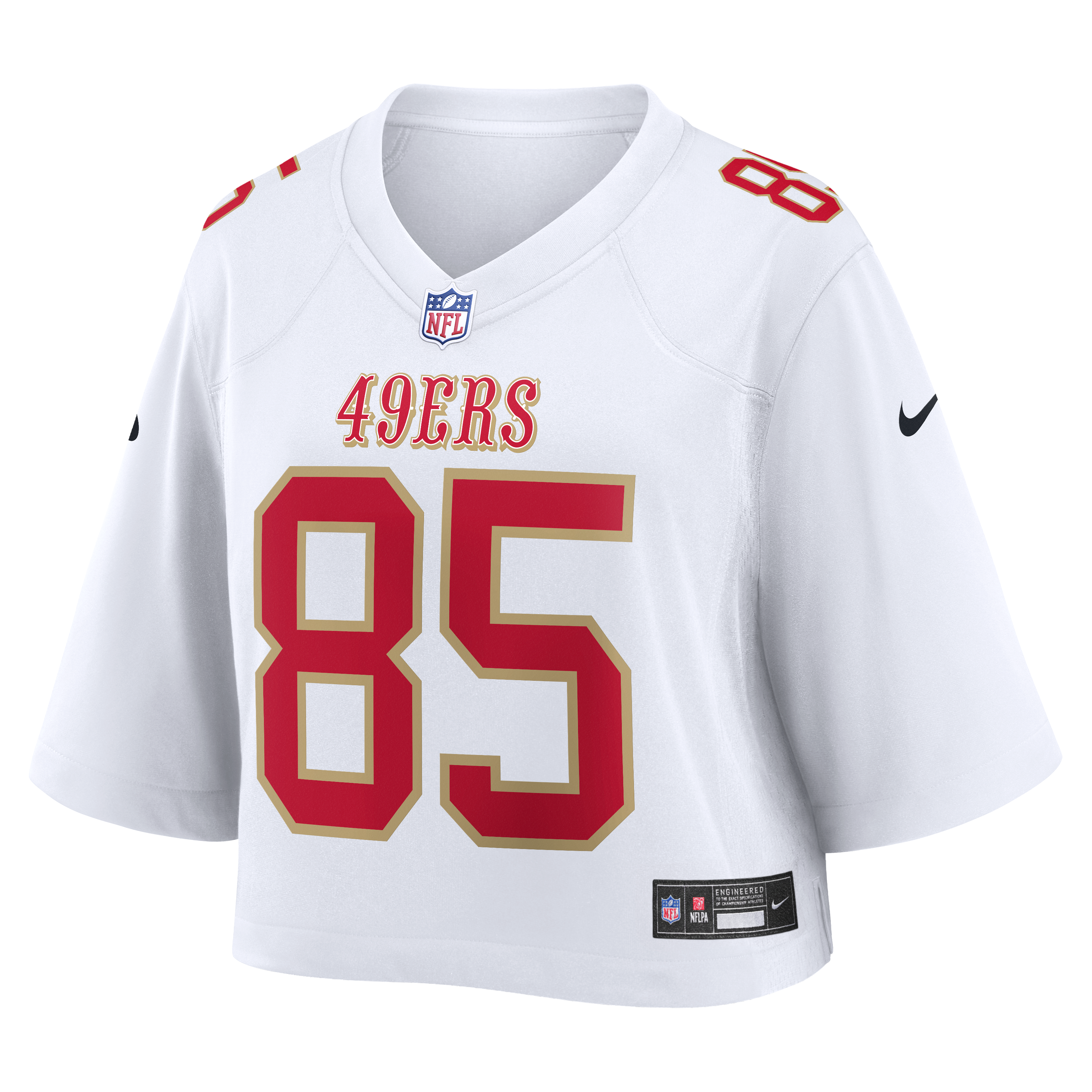 Maillot de match court Nike George Kittle blanc des 49ers San Francisco pour femmes