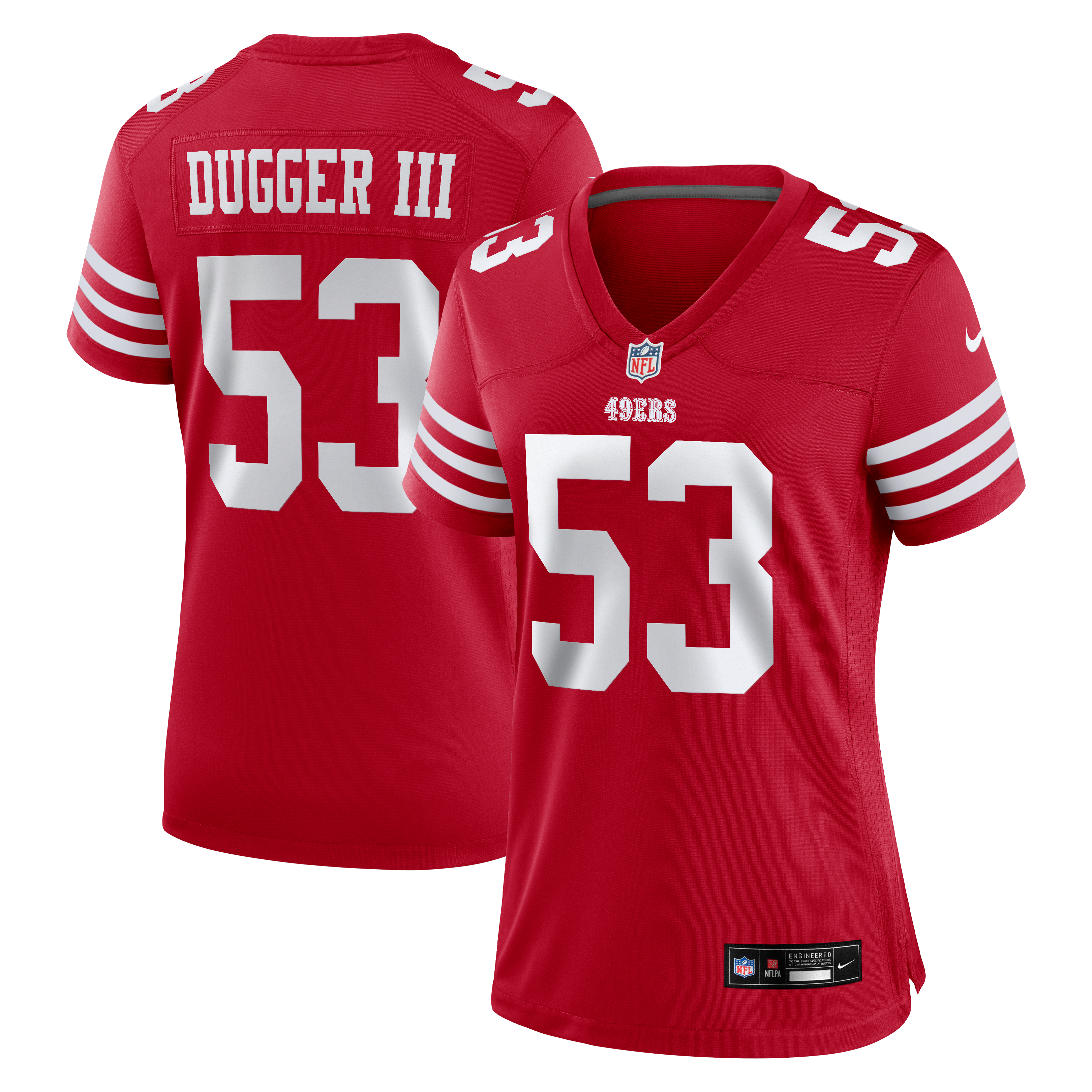 Women's Nike Jaden Dugger Scarlet San Francisco 49ers Team Game Jersey