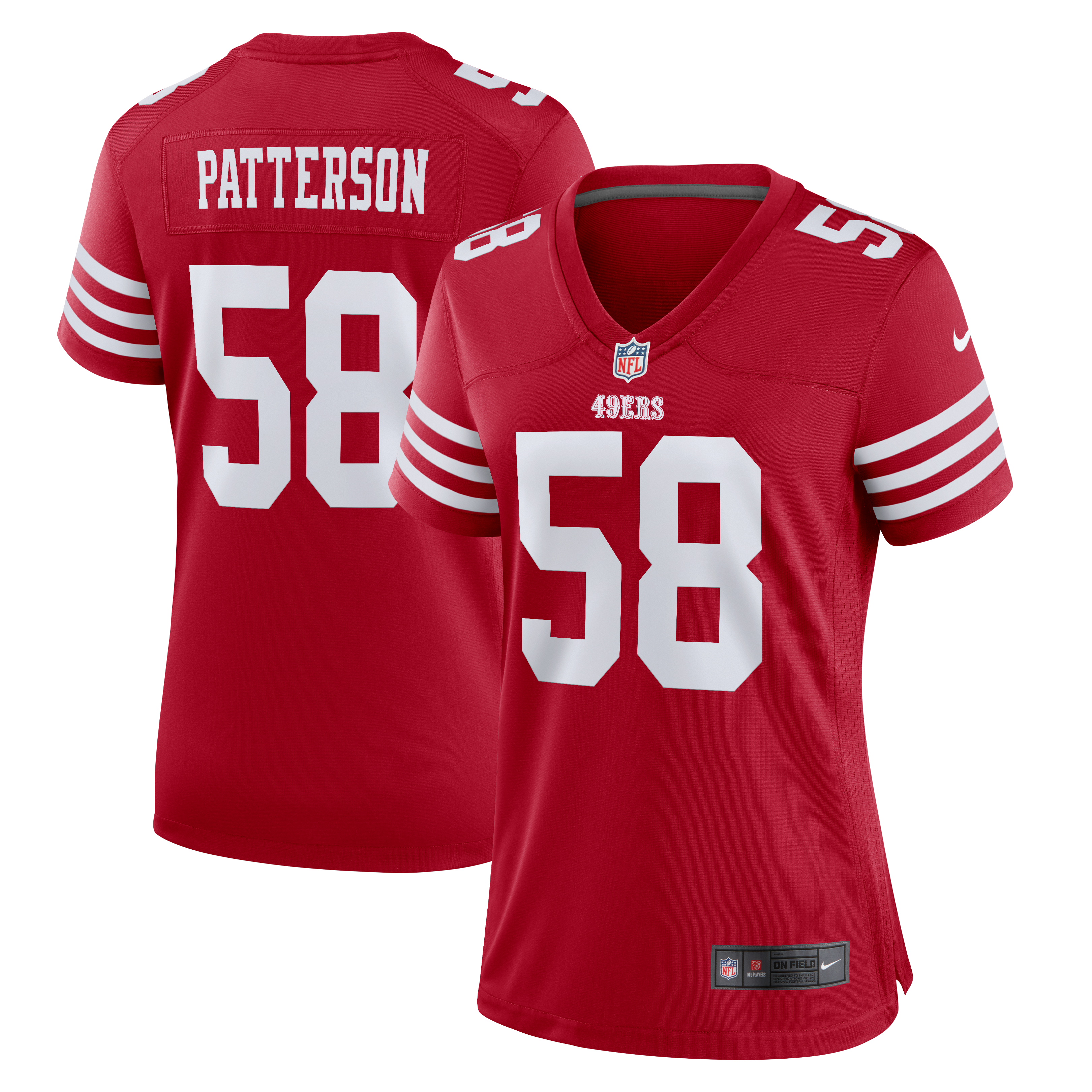 Maillot de match Nike Jarrett Patterson Scarlet des 49ers San Francisco pour femmes