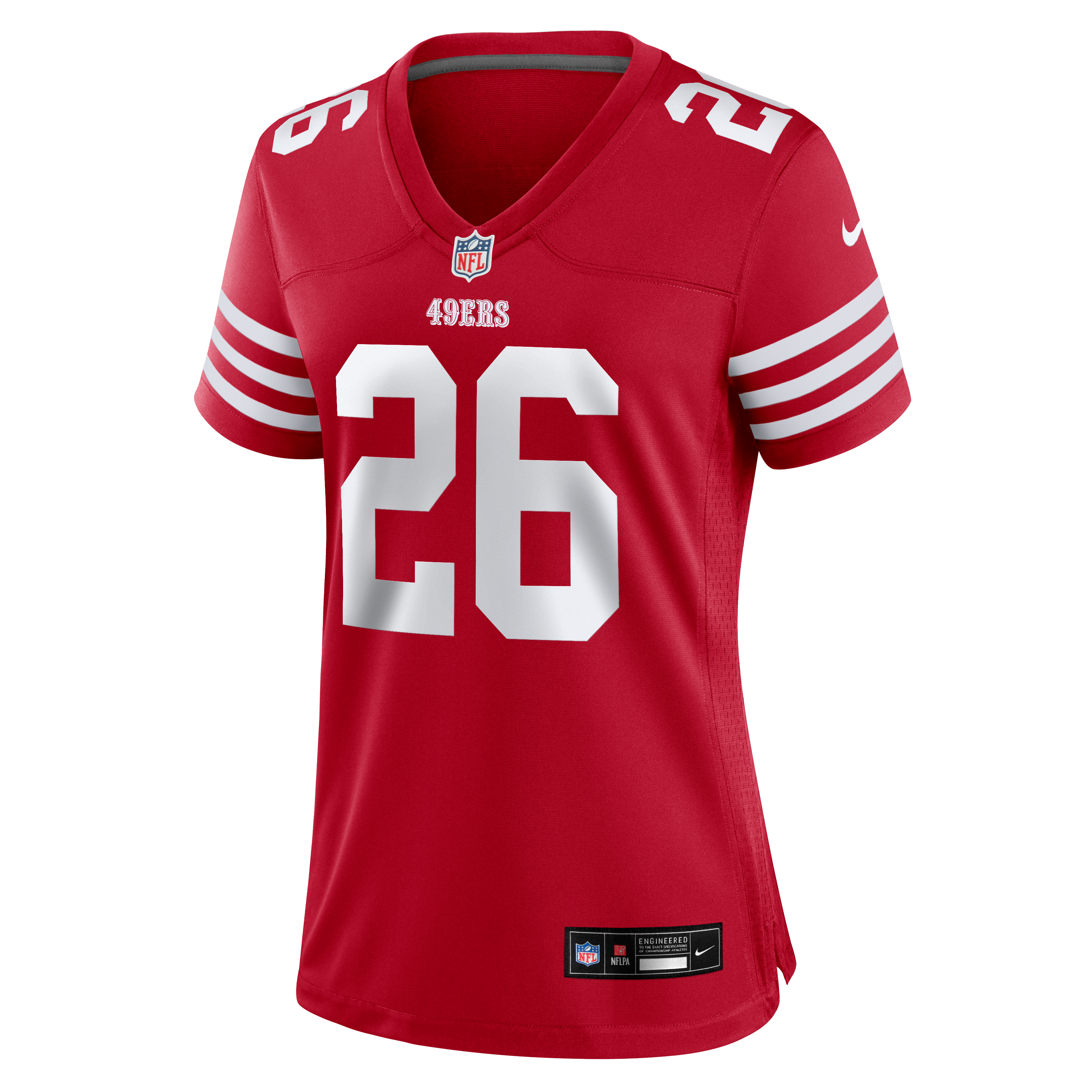 Maillot de match Nike Kaelon noir et rouge écarlate pour femme des 49ers San Francisco