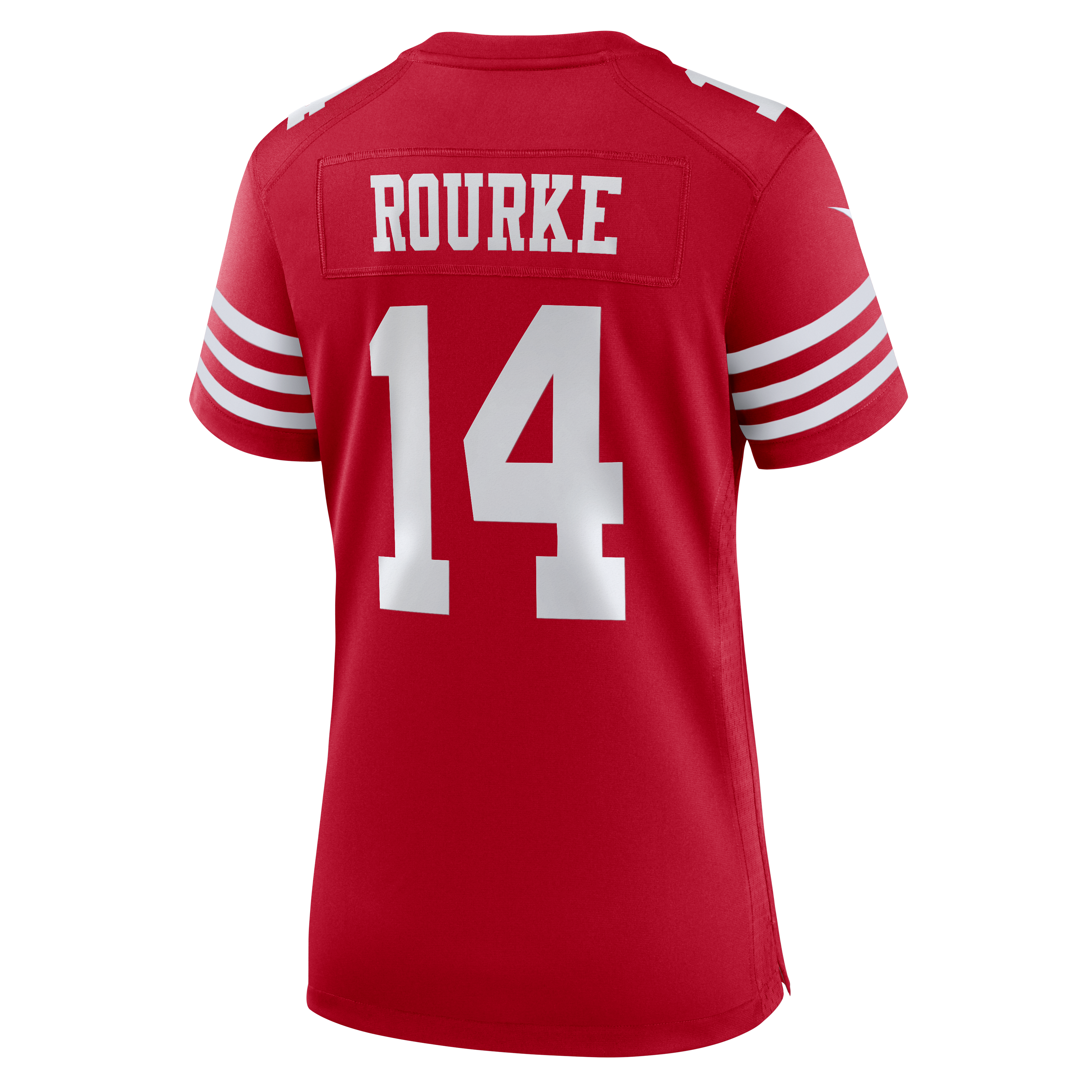 Maillot de match Nike Kurtis Rourke Scarlet des 49ers San Francisco pour femmes