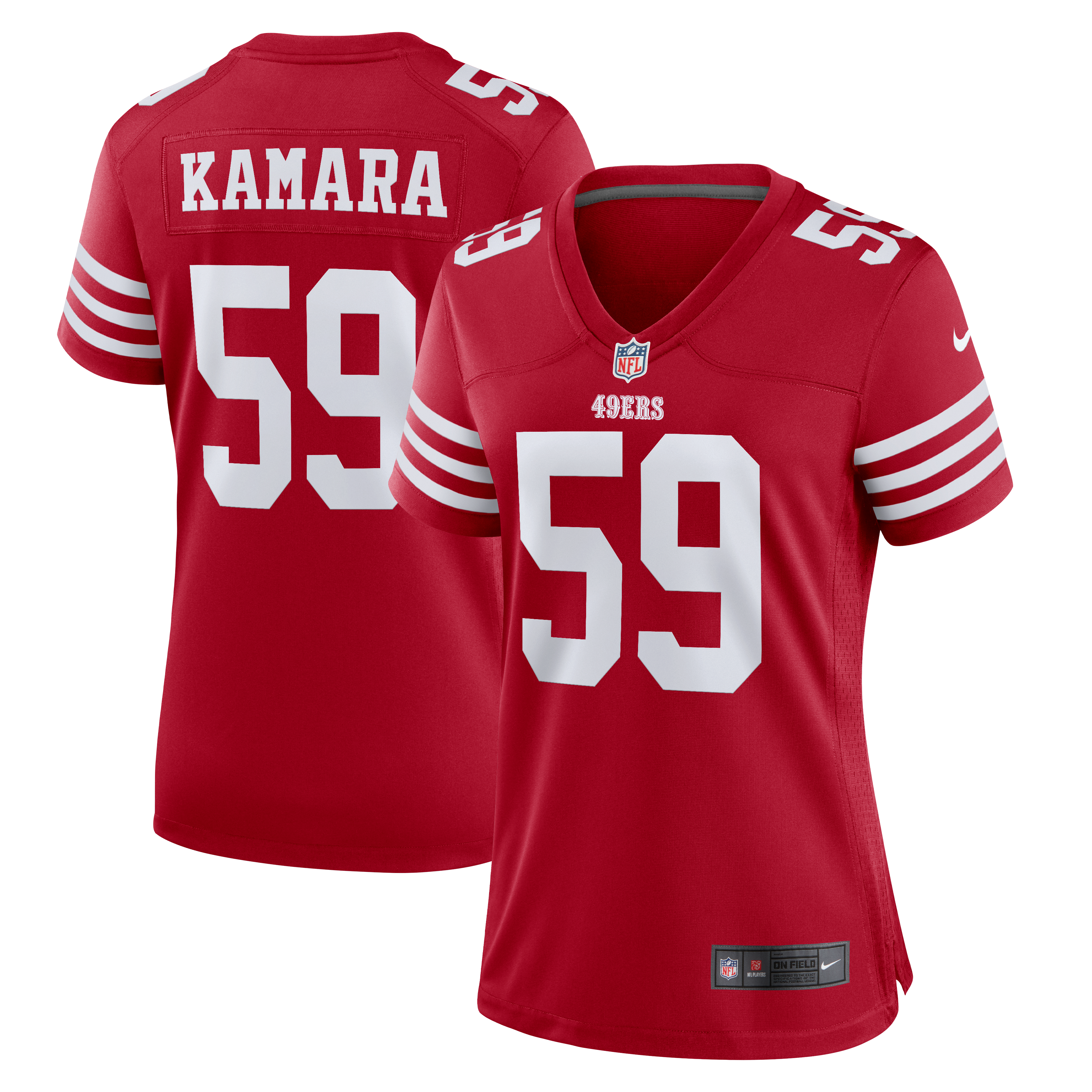 Maillot de match Nike Mikail Kamara Scarlet des 49ers San Francisco pour femmes