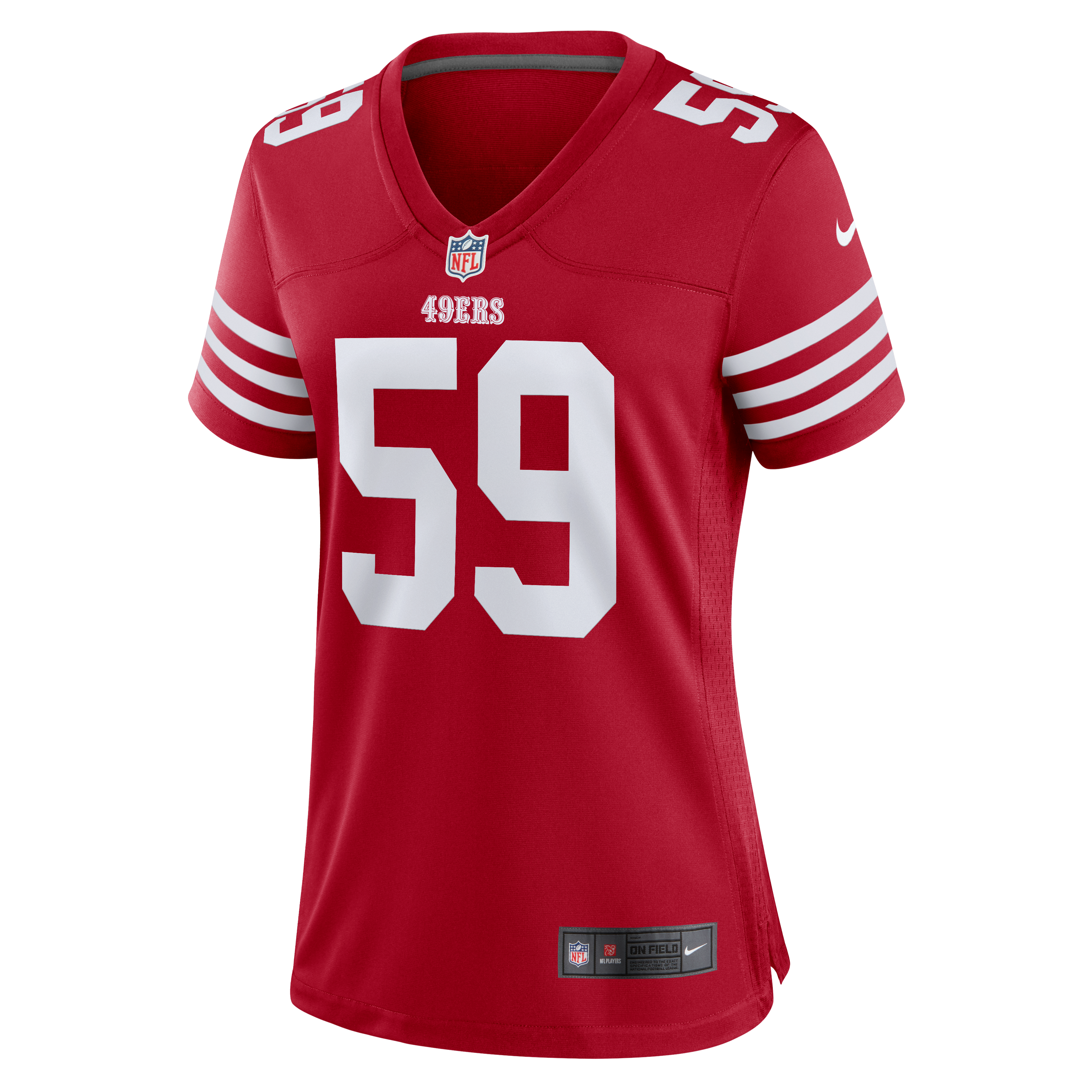 Maillot de match Nike Mikail Kamara Scarlet des 49ers San Francisco pour femmes